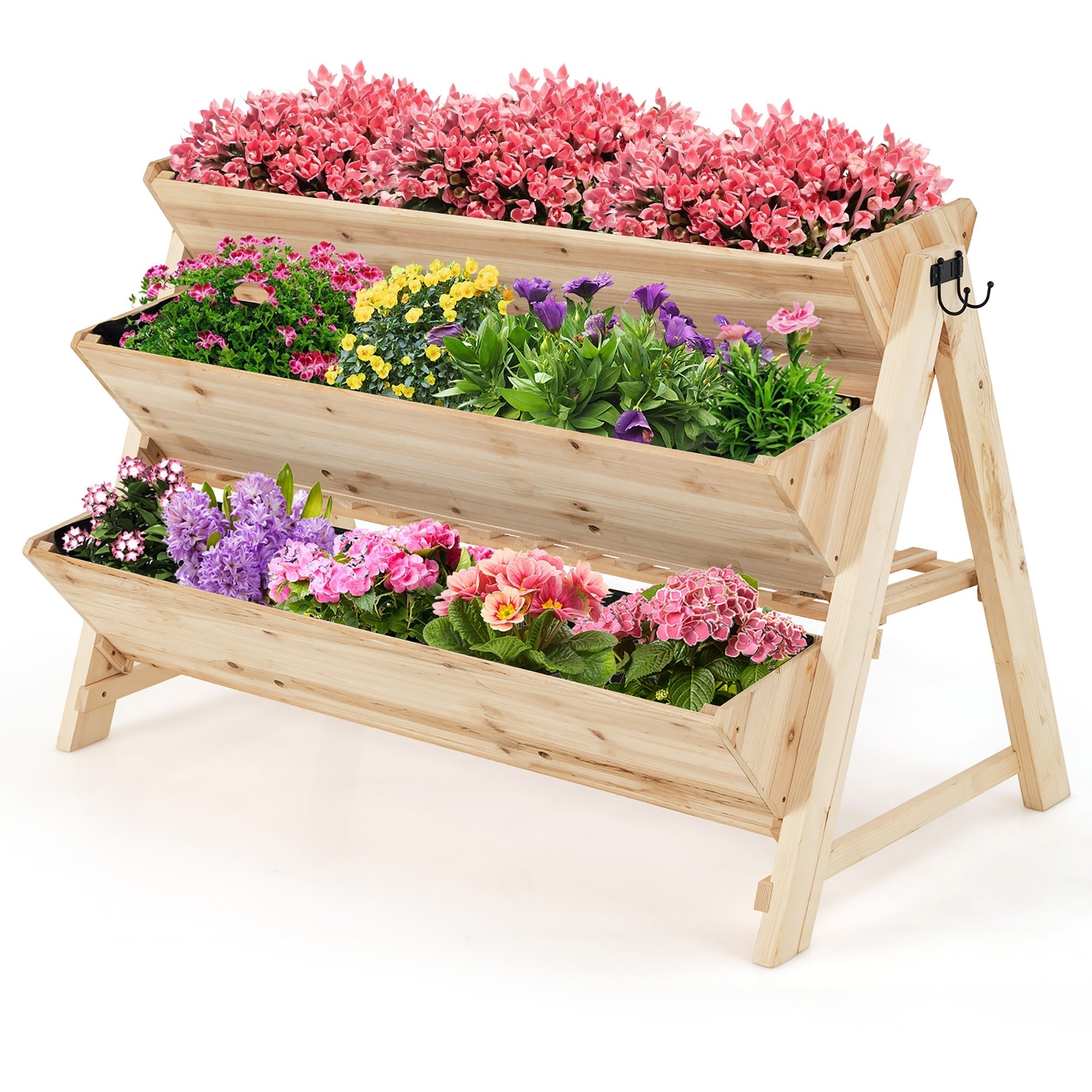 3 Tier Wooden Vertical Raised Garden Bed with Storage Shelf - Cheeky Garden
