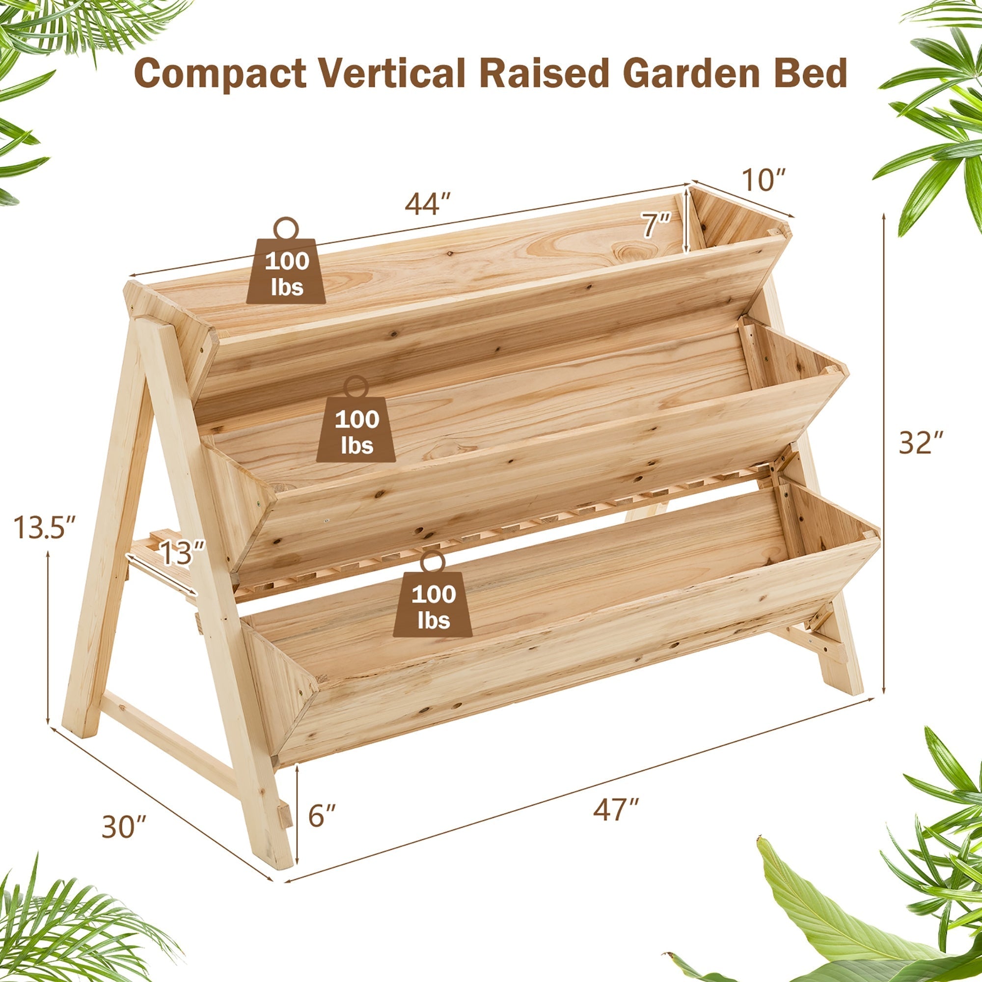 3 Tier Wooden Vertical Raised Garden Bed with Storage Shelf - Cheeky Garden