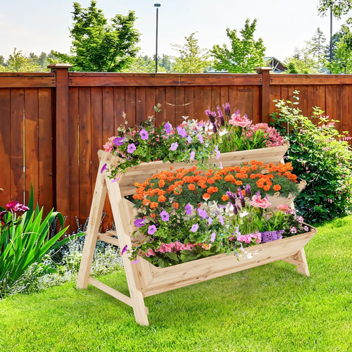 3 Tier Wooden Vertical Raised Garden Bed with Storage Shelf - Cheeky Garden