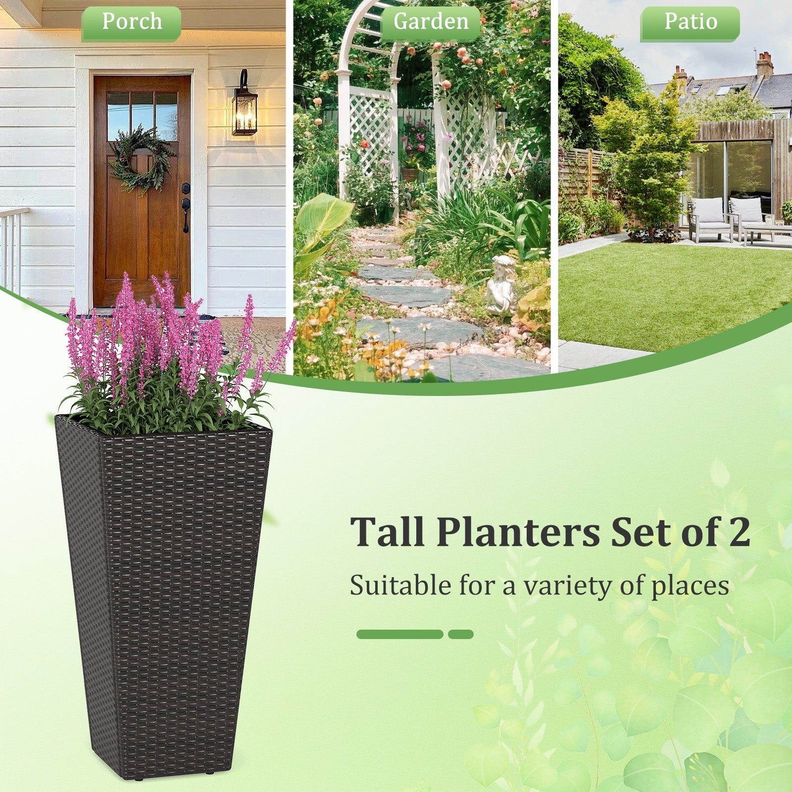 30 Inch Modern Decorative Planter Pots Set of 2 with Open-ended Base - Cheeky Garden