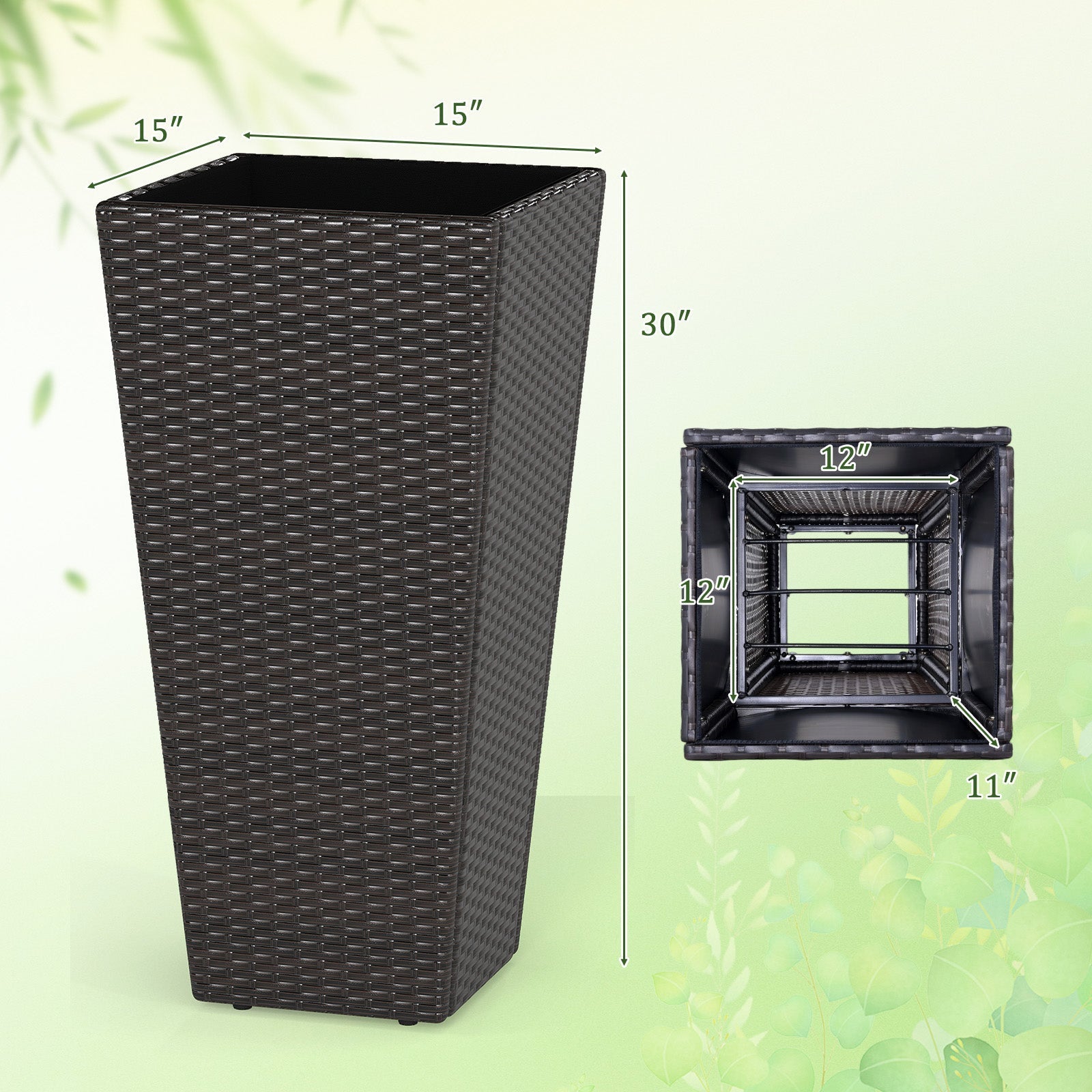 30 Inch Modern Decorative Planter Pots Set of 2 with Open-ended Base - Cheeky Garden