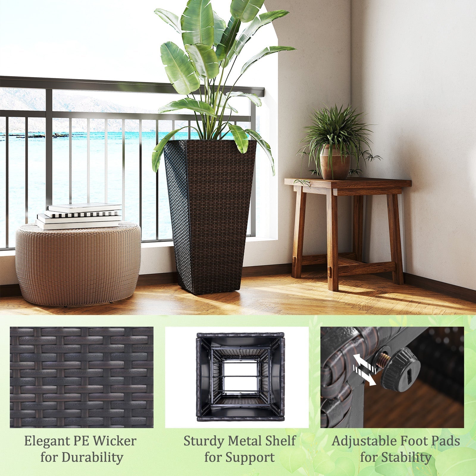 30 Inch Modern Decorative Planter Pots Set of 2 with Open-ended Base - Cheeky Garden