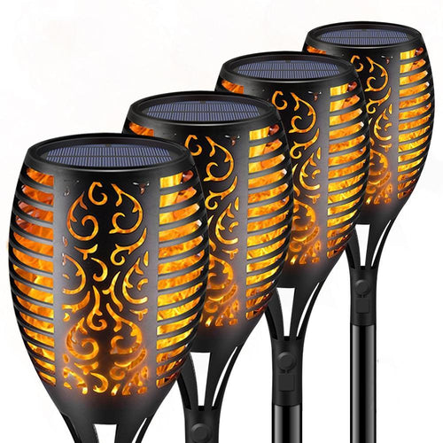33/96 LED Solar Stainless Steel Torch Lamp For Yard Garden Pathway Doorway Courtyard - Cheeky Garden