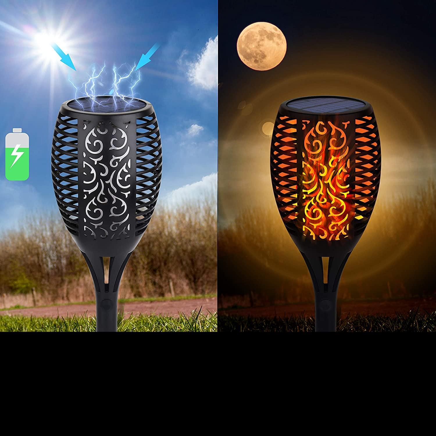 33/96 LED Solar Stainless Steel Torch Lamp For Yard Garden Pathway Doorway Courtyard - Cheeky Garden