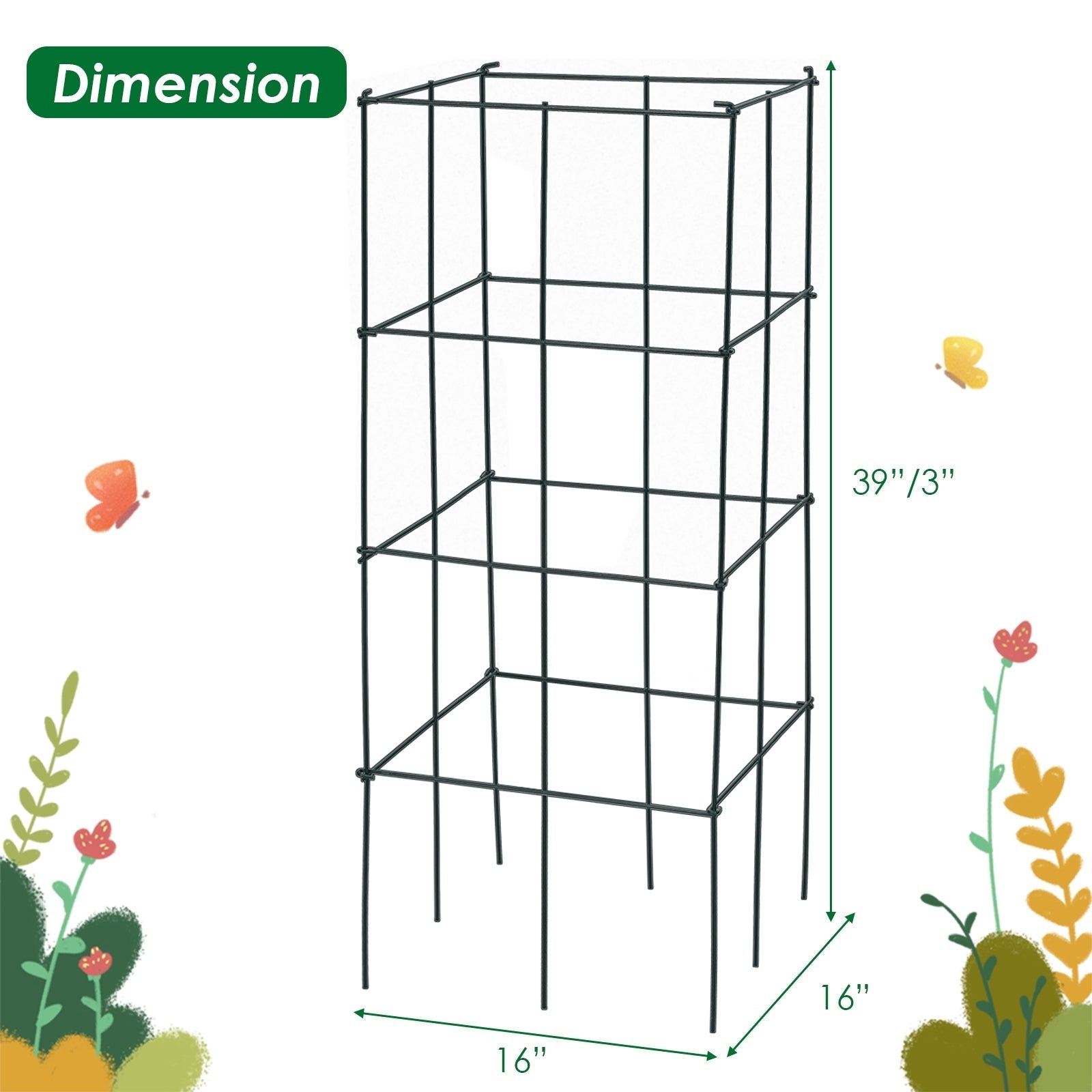 4 Pack Garden Trellis for Climbing Plants for Flower Vegetable - Cheeky Garden