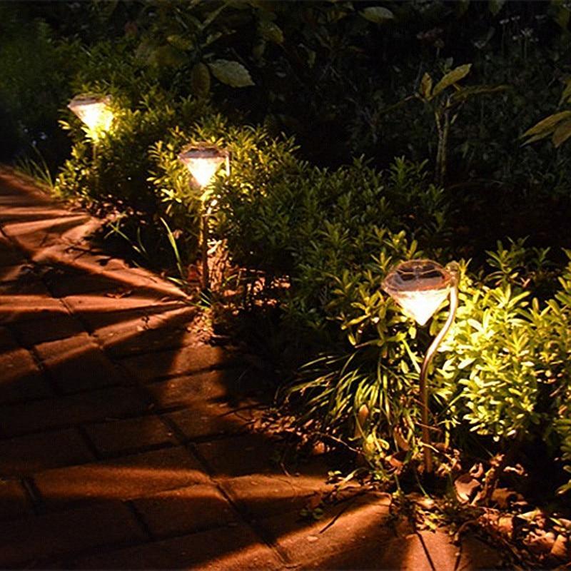 4 Solar Garden Diamond LED Lamps In White Warm White And Multicolor Stainless Steel Lamps For Garden Pathway Yard - Cheeky Garden