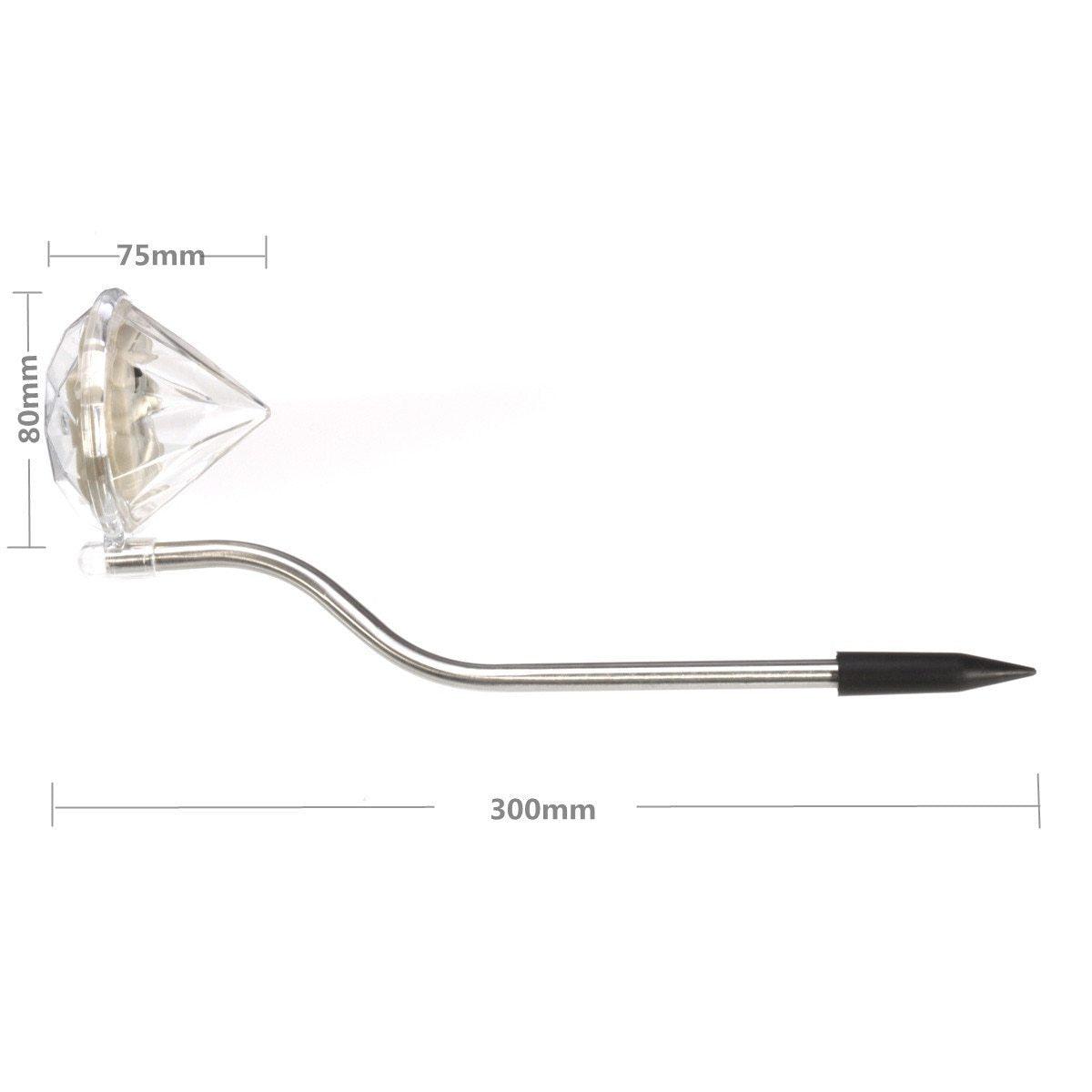 4 Solar Garden Diamond LED Lamps In White Warm White And Multicolor Stainless Steel Lamps For Garden Pathway Yard - Cheeky Garden