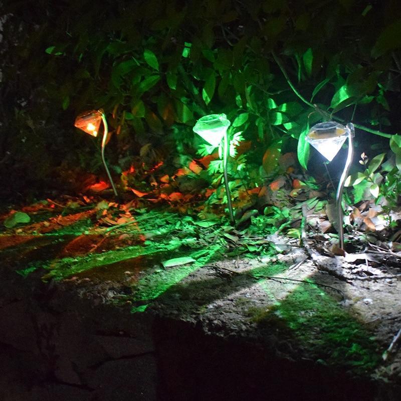 4 Solar Garden Diamond LED Lamps In White Warm White And Multicolor Stainless Steel Lamps For Garden Pathway Yard - Cheeky Garden