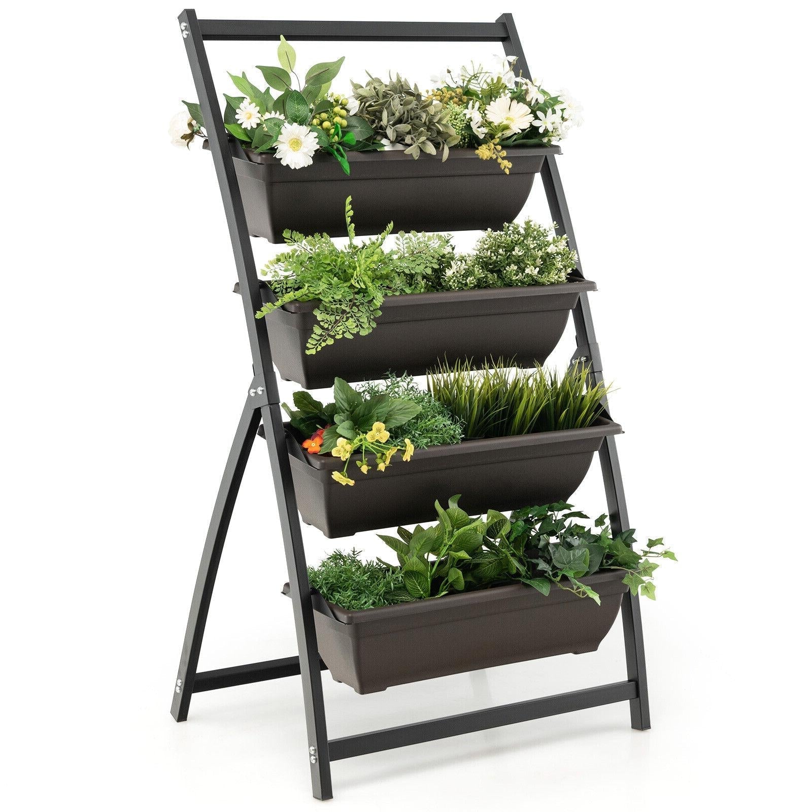 4-Tier Vertical Raised Garden Bed with 4 Containers and Drainage Holes - Cheeky Garden