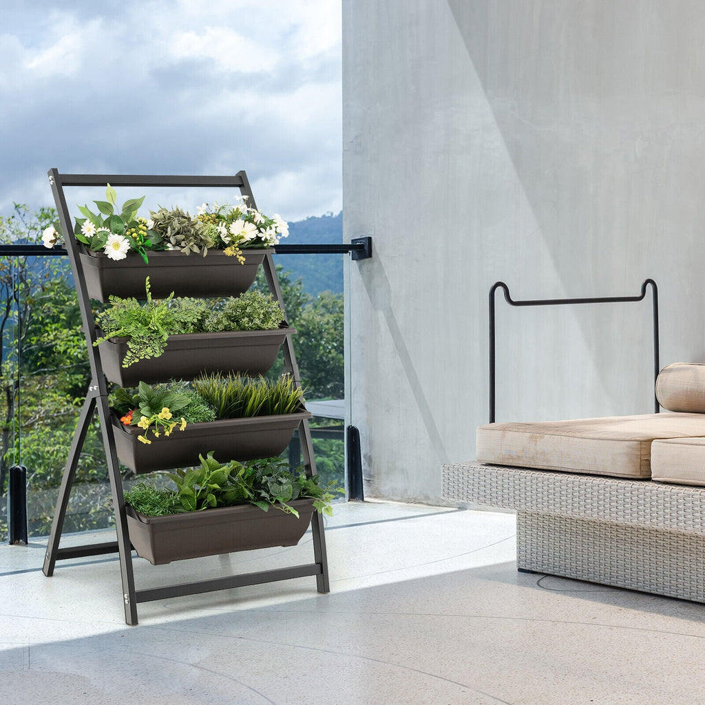 4-Tier Vertical Raised Garden Bed with 4 Containers and Drainage Holes - Cheeky Garden