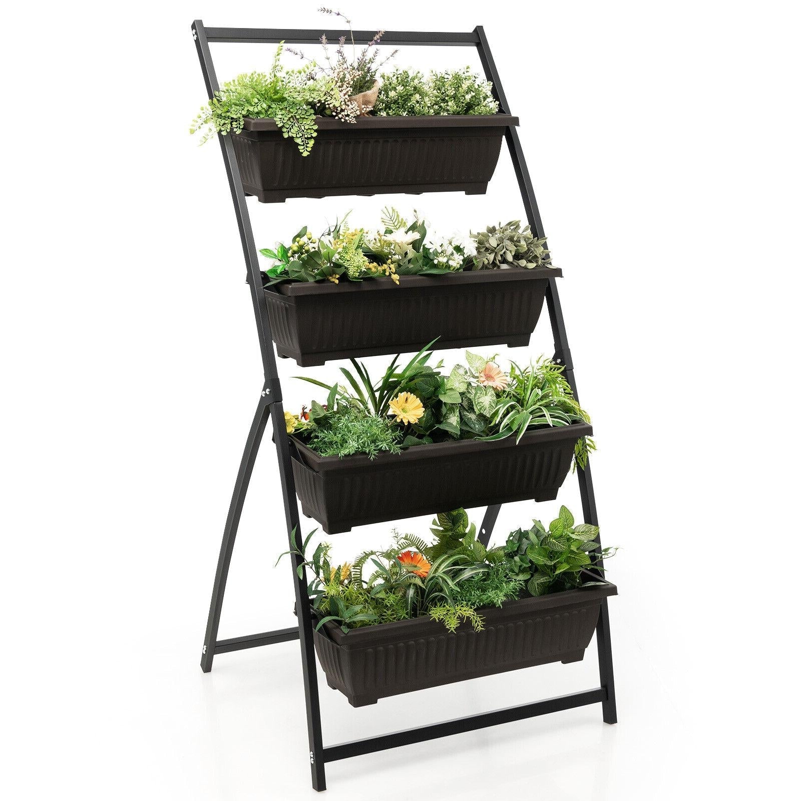4-Tier Vertical Raised Garden Bed with 4 Containers and Drainage Holes - Cheeky Garden
