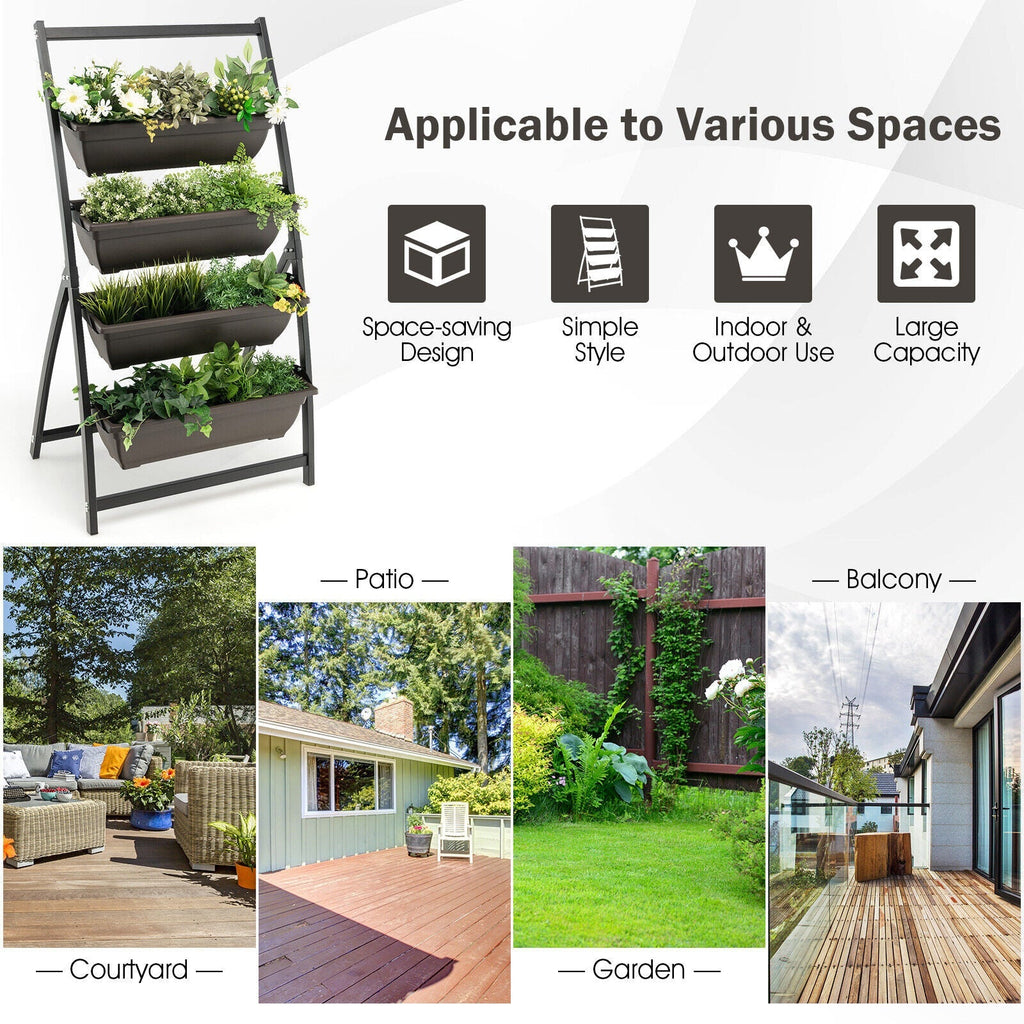 4-Tier Vertical Raised Garden Bed with 4 Containers and Drainage Holes - Cheeky Garden