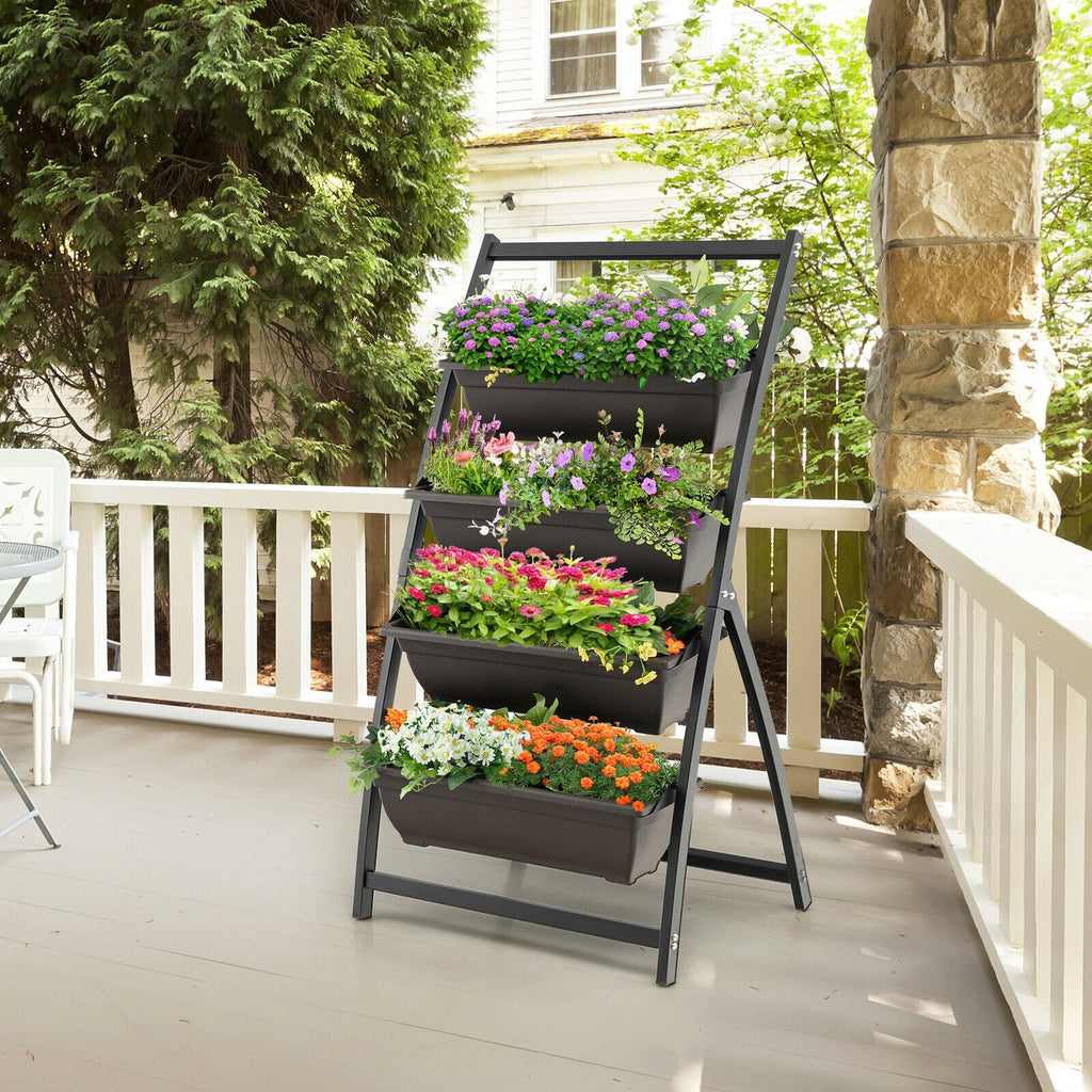 4-Tier Vertical Raised Garden Bed with 4 Containers and Drainage Holes - Cheeky Garden