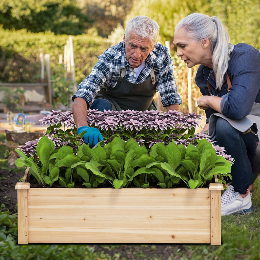 40" x 40" Outdoor Wood Raised Garden Bed-Natural - Cheeky Garden