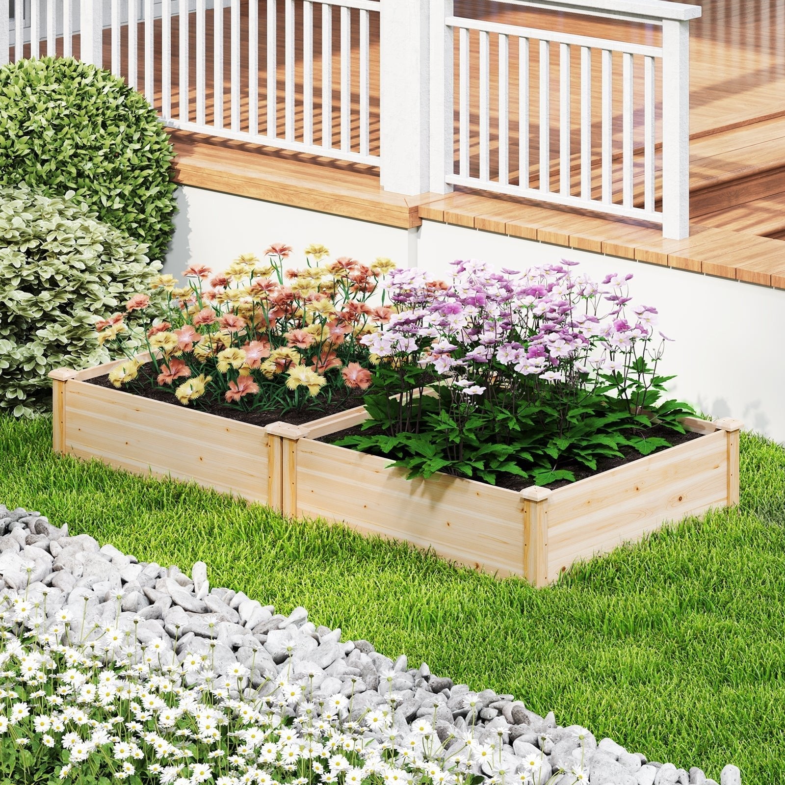 40" x 40" Outdoor Wood Raised Garden Bed-Natural - Cheeky Garden