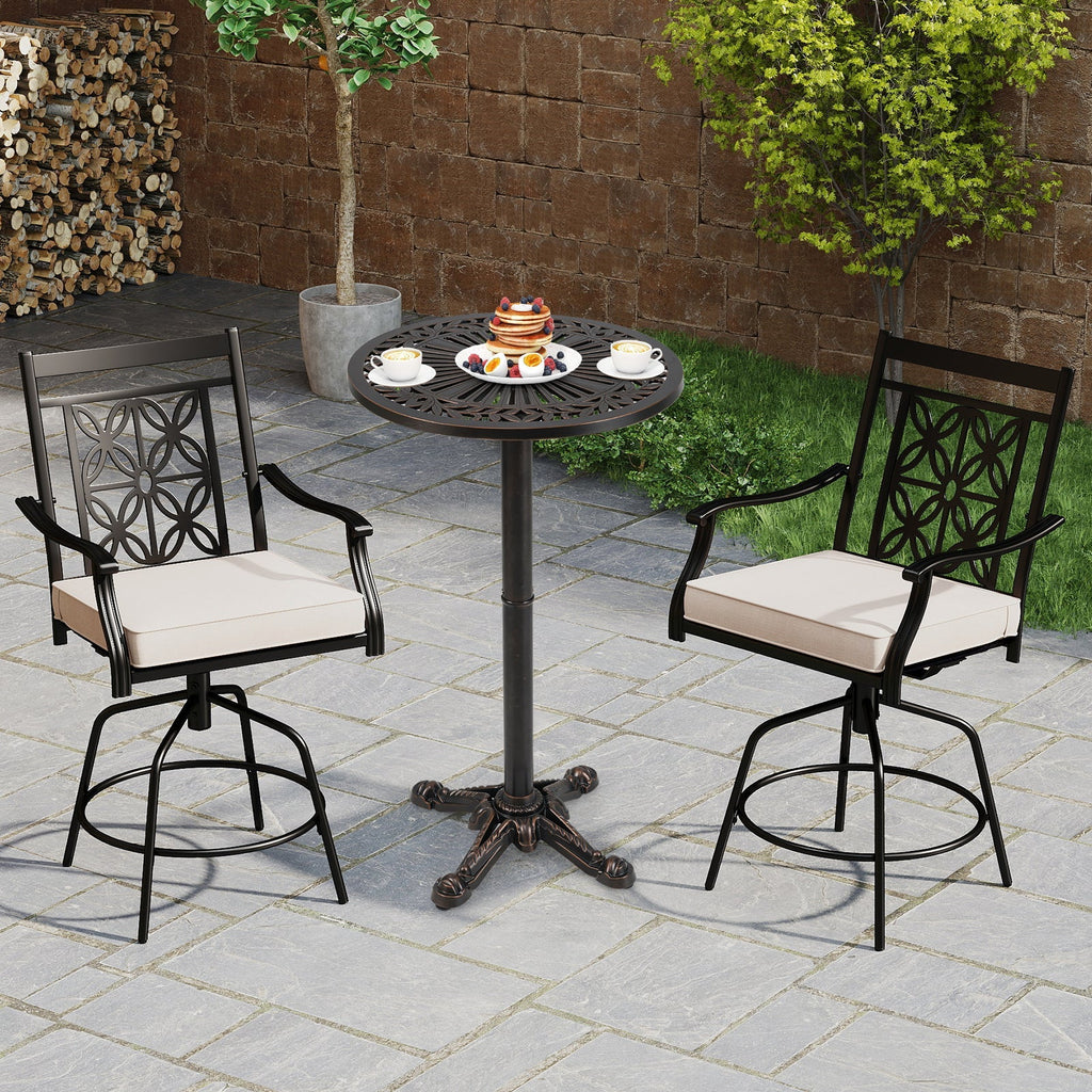 41.5 Inch Patio Round Bar Table Cast Aluminum Bistro Table for Garden-Bronze - Cheeky Garden
