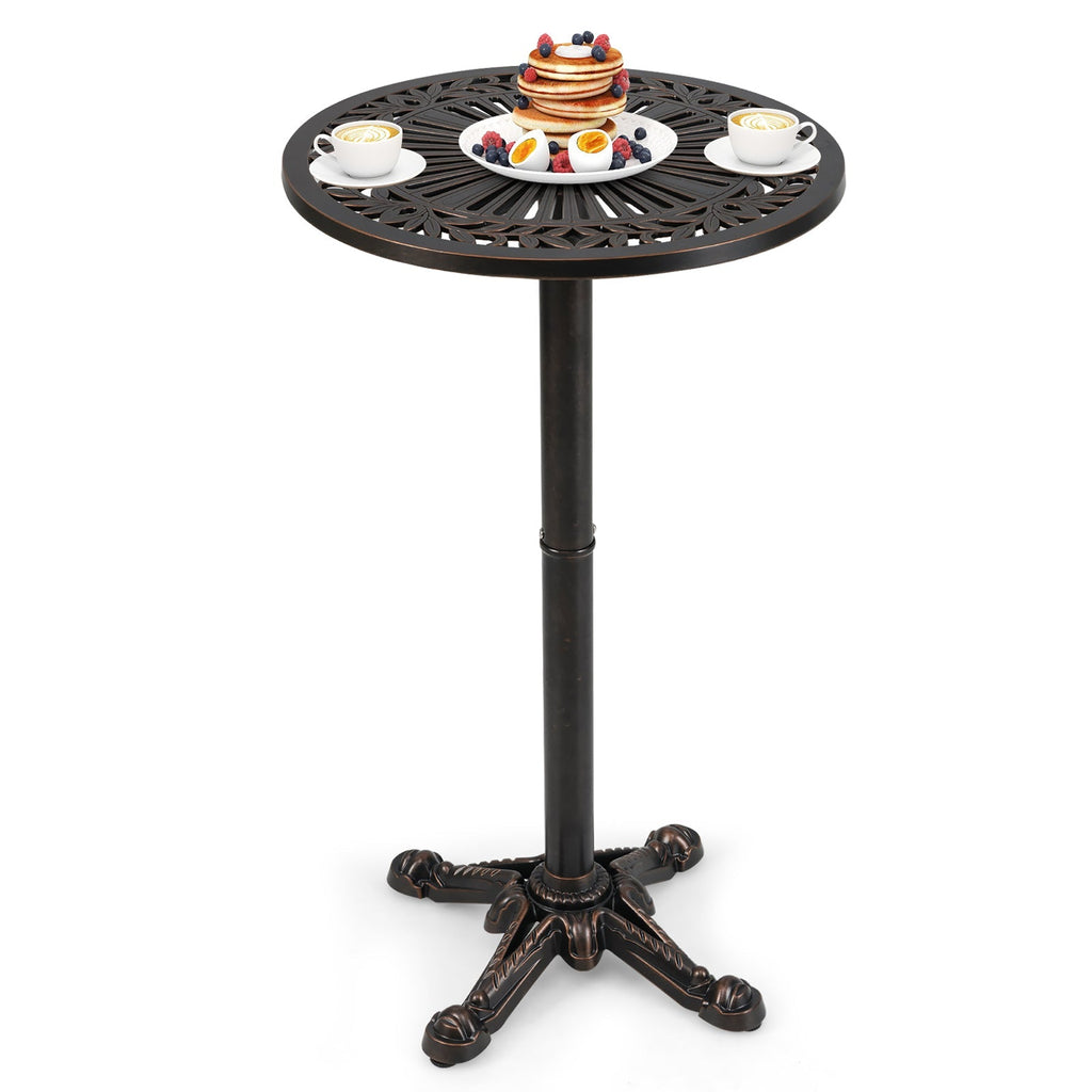 41.5 Inch Patio Round Bar Table Cast Aluminum Bistro Table for Garden-Bronze - Cheeky Garden