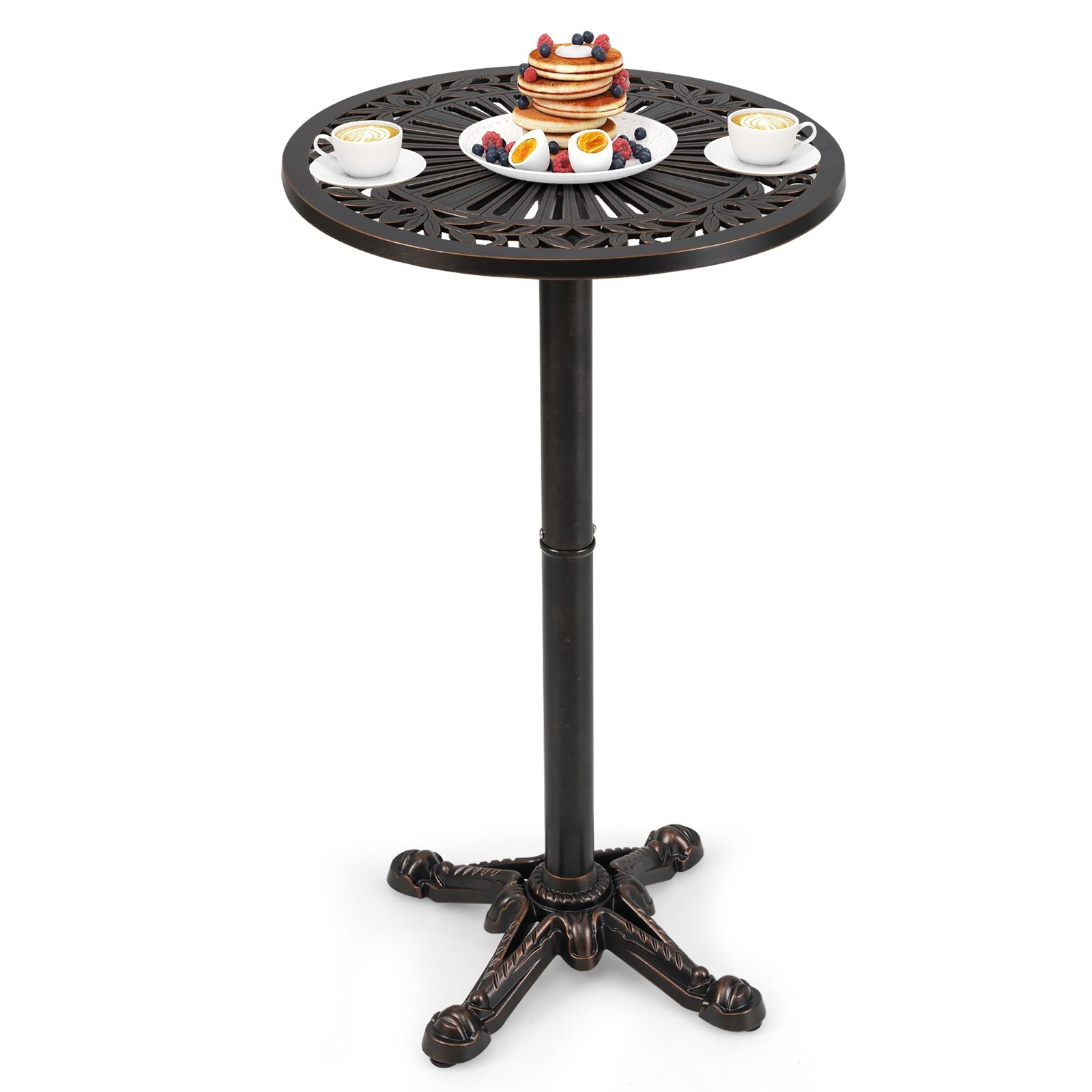 41.5 Inch Patio Round Bar Table Cast Aluminum Bistro Table for Garden-Bronze - Cheeky Garden