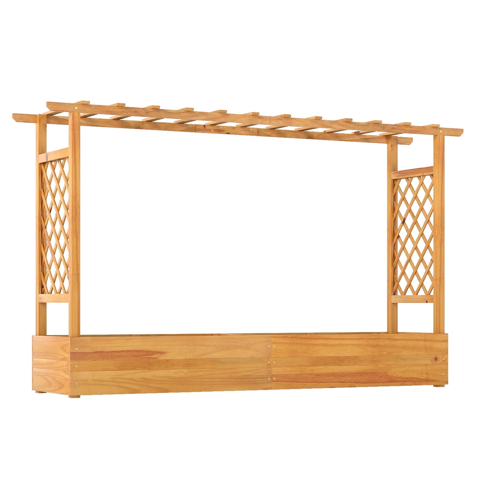45 Inch Wooden Raised Garden Bed with Lattice Trellis for Outdoor-Natural - Cheeky Garden