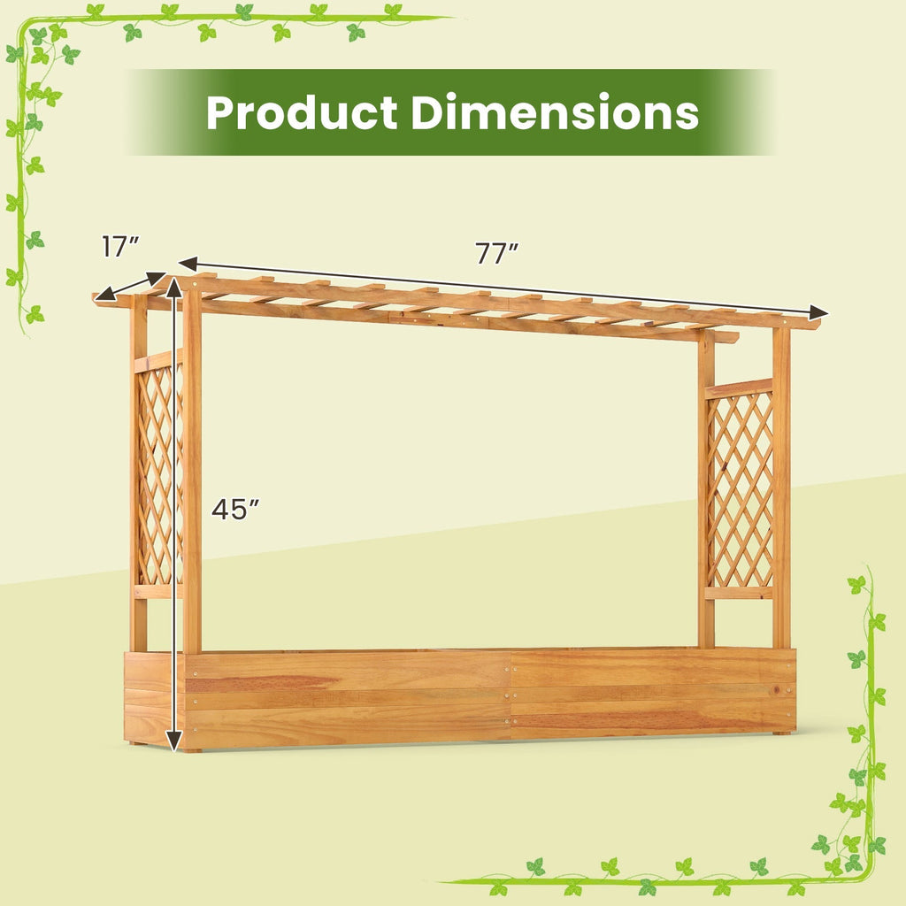 45 Inch Wooden Raised Garden Bed with Lattice Trellis for Outdoor-Natural - Cheeky Garden