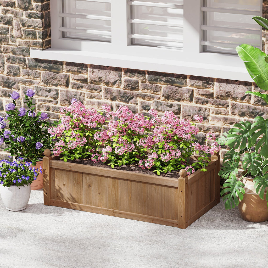 46 x 24 x 16 Inch Rectangular Planter Box with Drainage Holes for Backyard Garden Lawn-Brown - Cheeky Garden