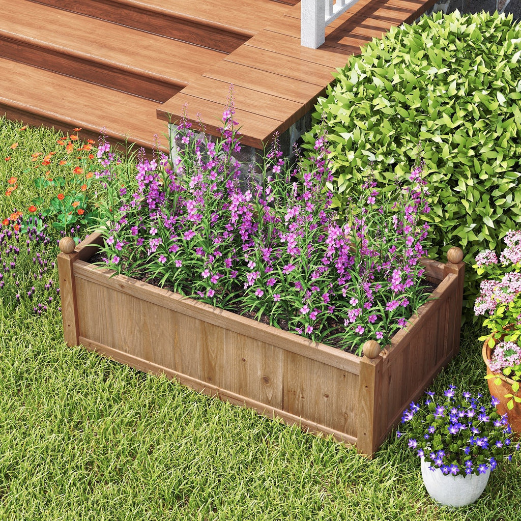 46 x 24 x 16 Inch Rectangular Planter Box with Drainage Holes for Backyard Garden Lawn-Brown - Cheeky Garden