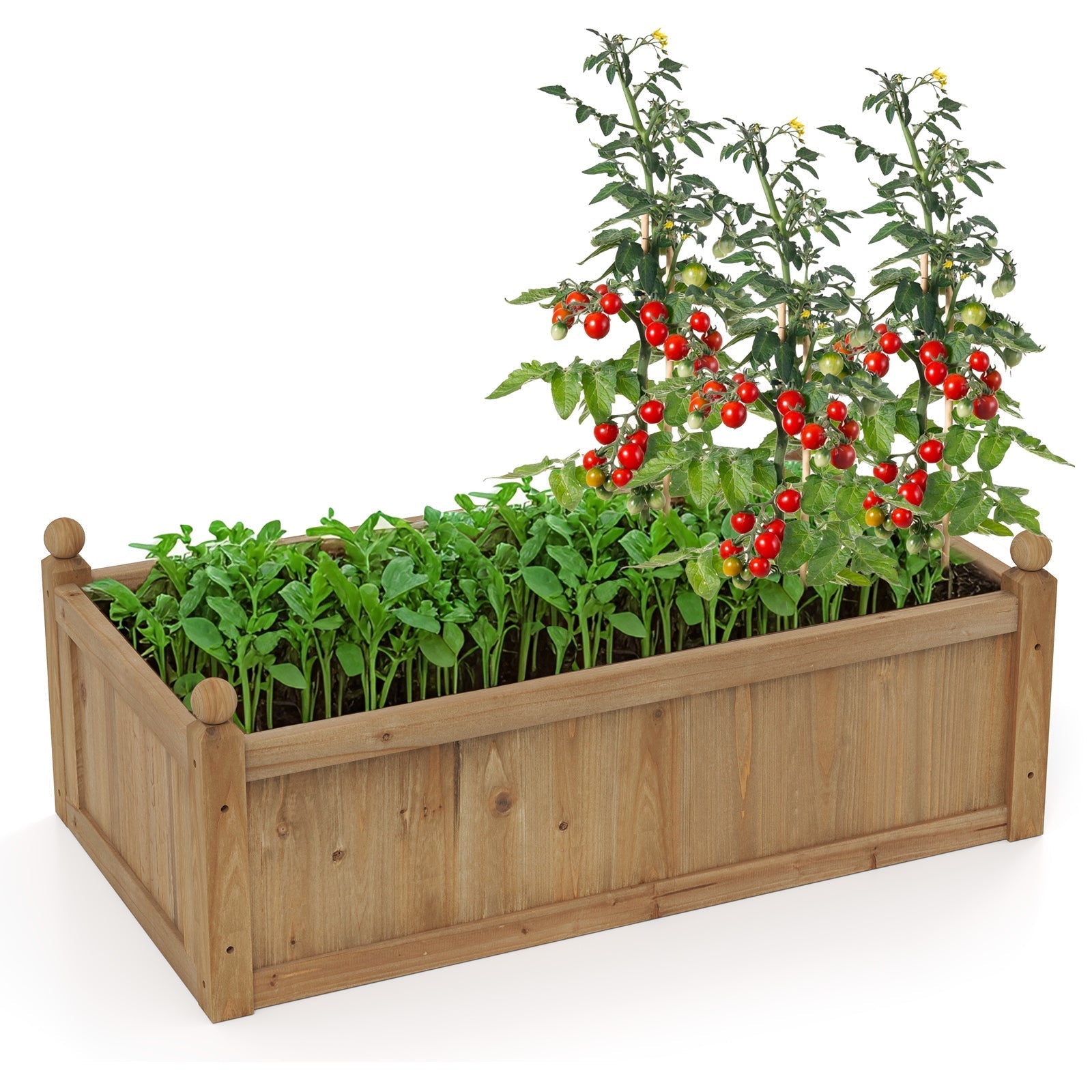 46 x 24 x 16 Inch Rectangular Planter Box with Drainage Holes for Backyard Garden Lawn-Brown - Cheeky Garden