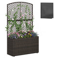 49 Inch Raised Garden Bed with Trellis and Wicker Planter Box - Cheeky Garden