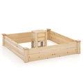 49 x 49 x 10 Inch Raised Garden Bed with Compost Bin and Open-ended Bottom-Natural - Cheeky Garden