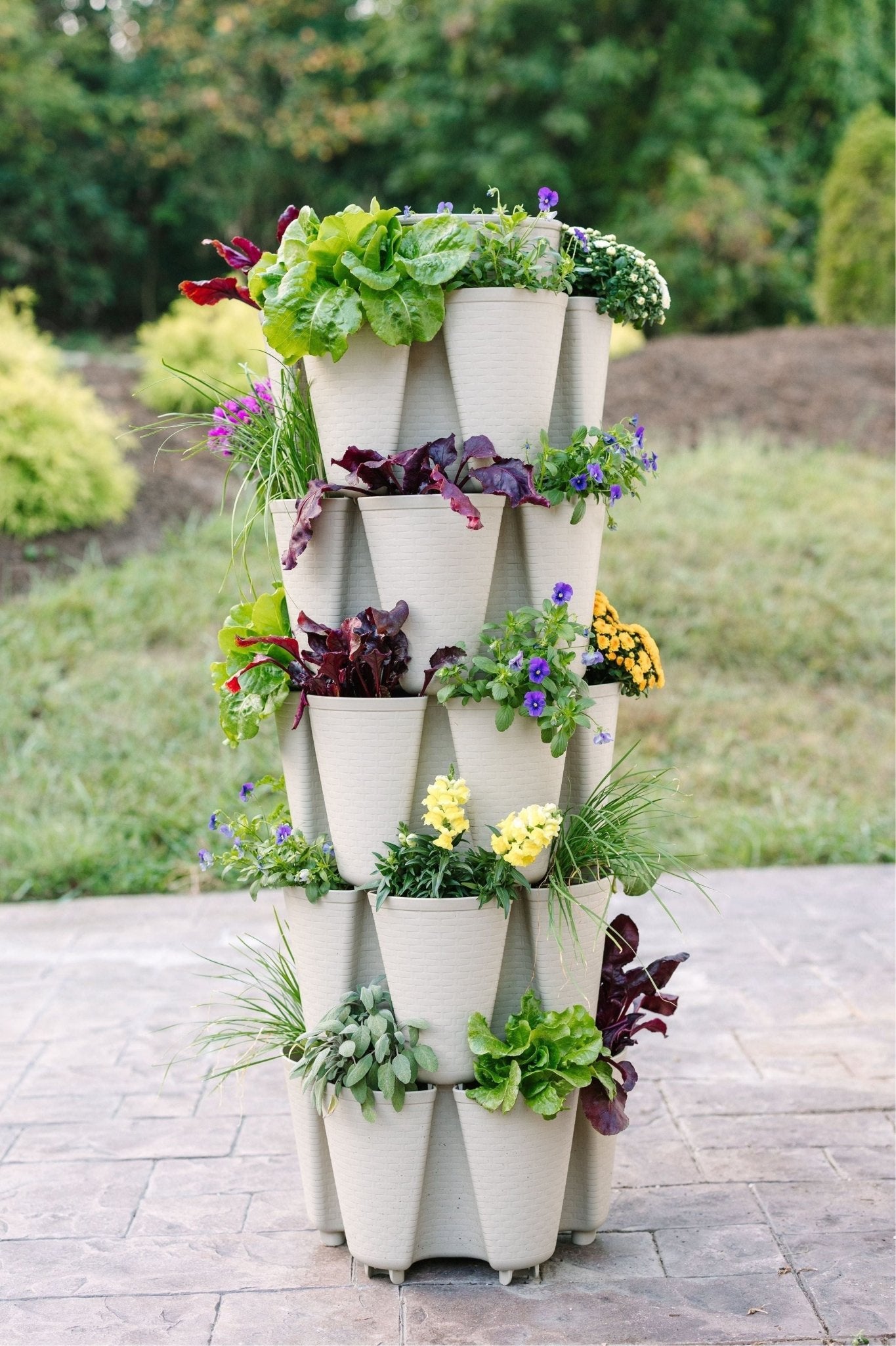 5 Tier GreenStalk Garden Original Vertical Planter - Basket Weave Texture - Cheeky Garden