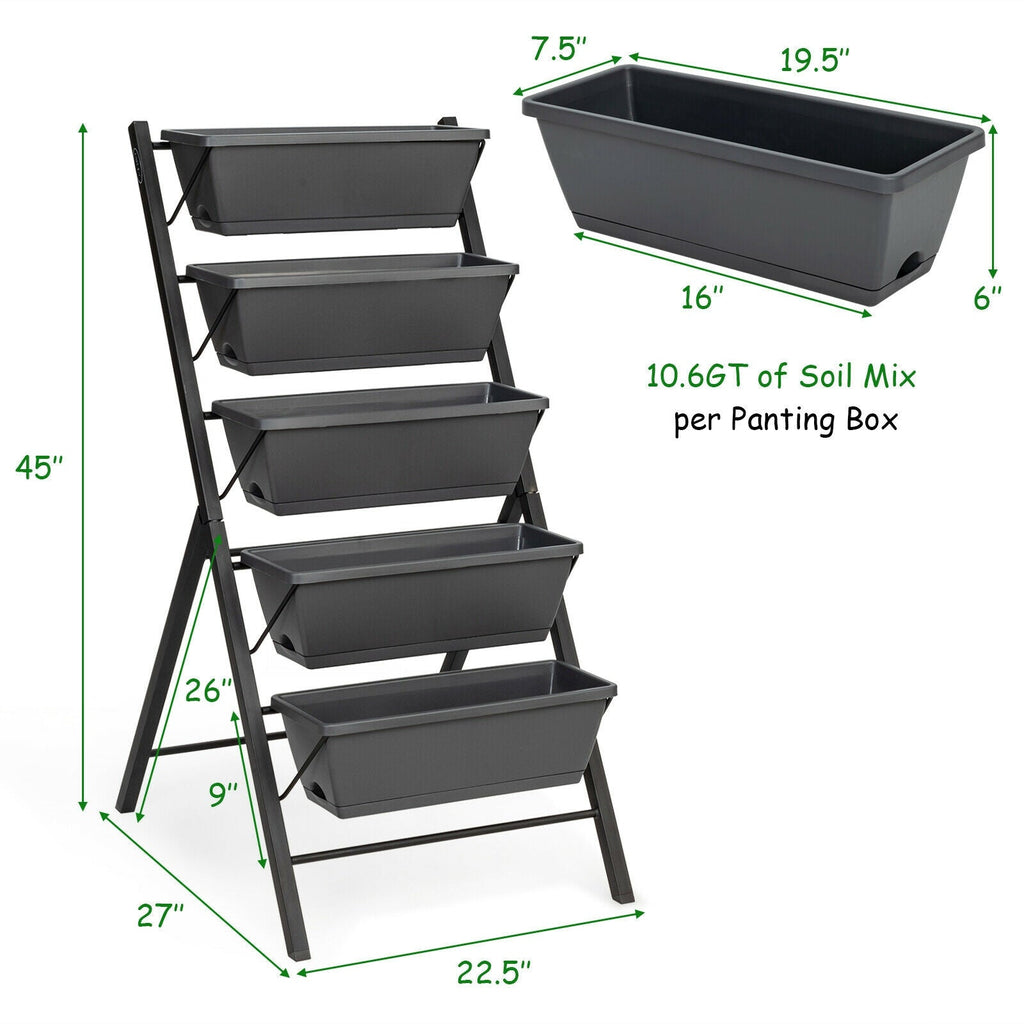 5-Tier Raised Garden Bed with Water Drainage for Flowers Vegetables - Cheeky Garden