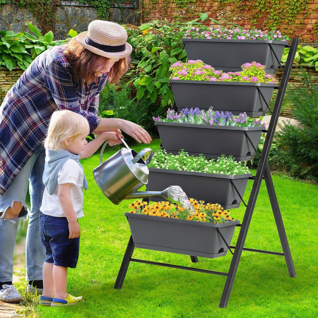 5-Tier Raised Garden Bed with Water Drainage for Flowers Vegetables - Cheeky Garden