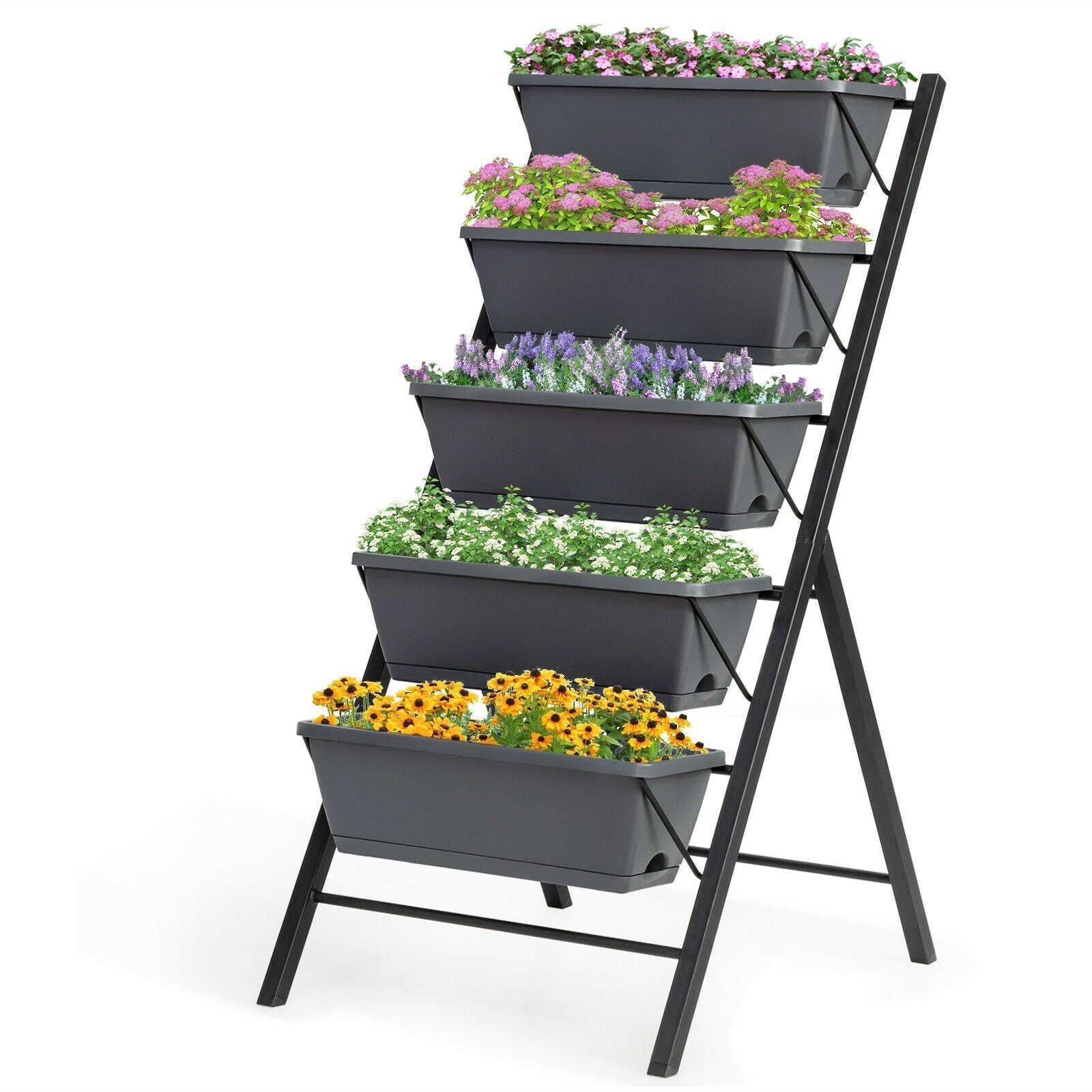 5-Tier Raised Garden Bed with Water Drainage for Flowers Vegetables - Cheeky Garden