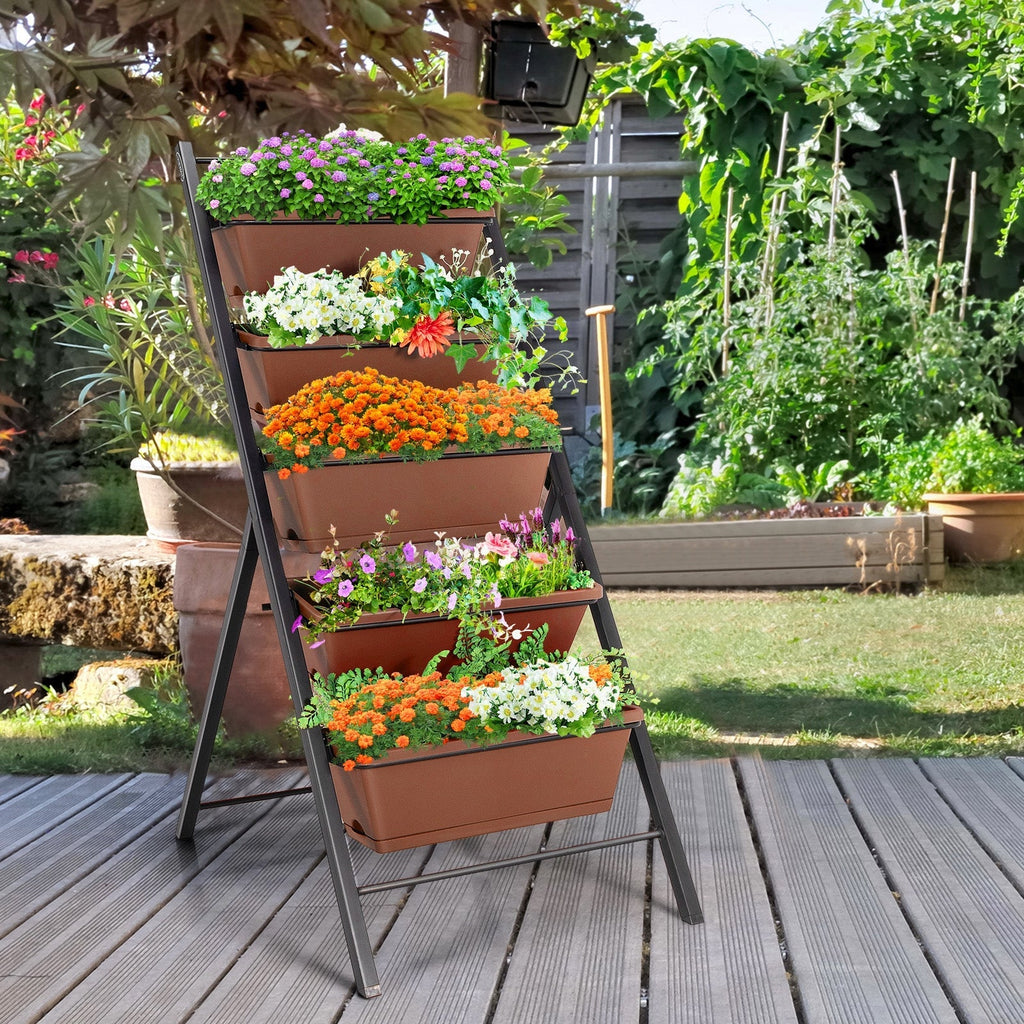 5-tier Vertical Garden Planter Box Elevated Raised Bed with 5 Container - Cheeky Garden