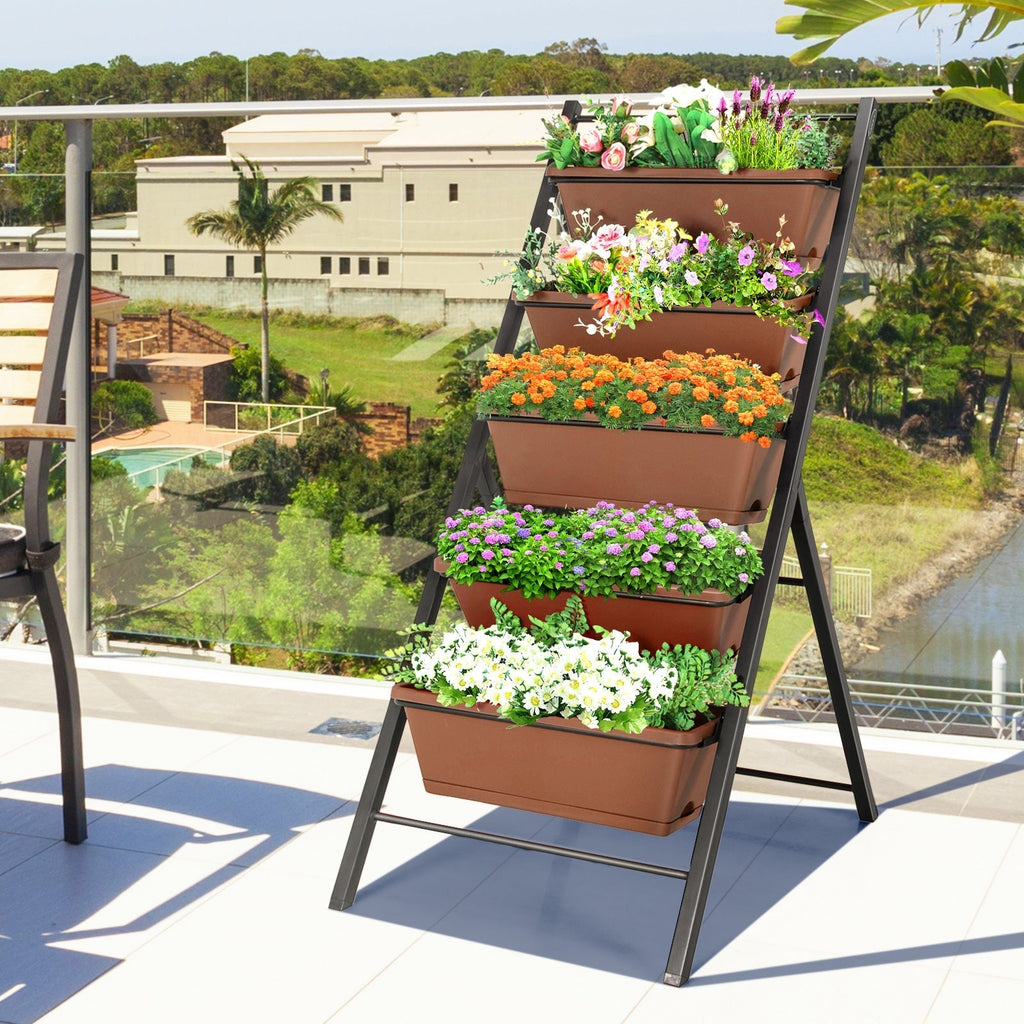 5-tier Vertical Garden Planter Box Elevated Raised Bed with 5 Container - Cheeky Garden