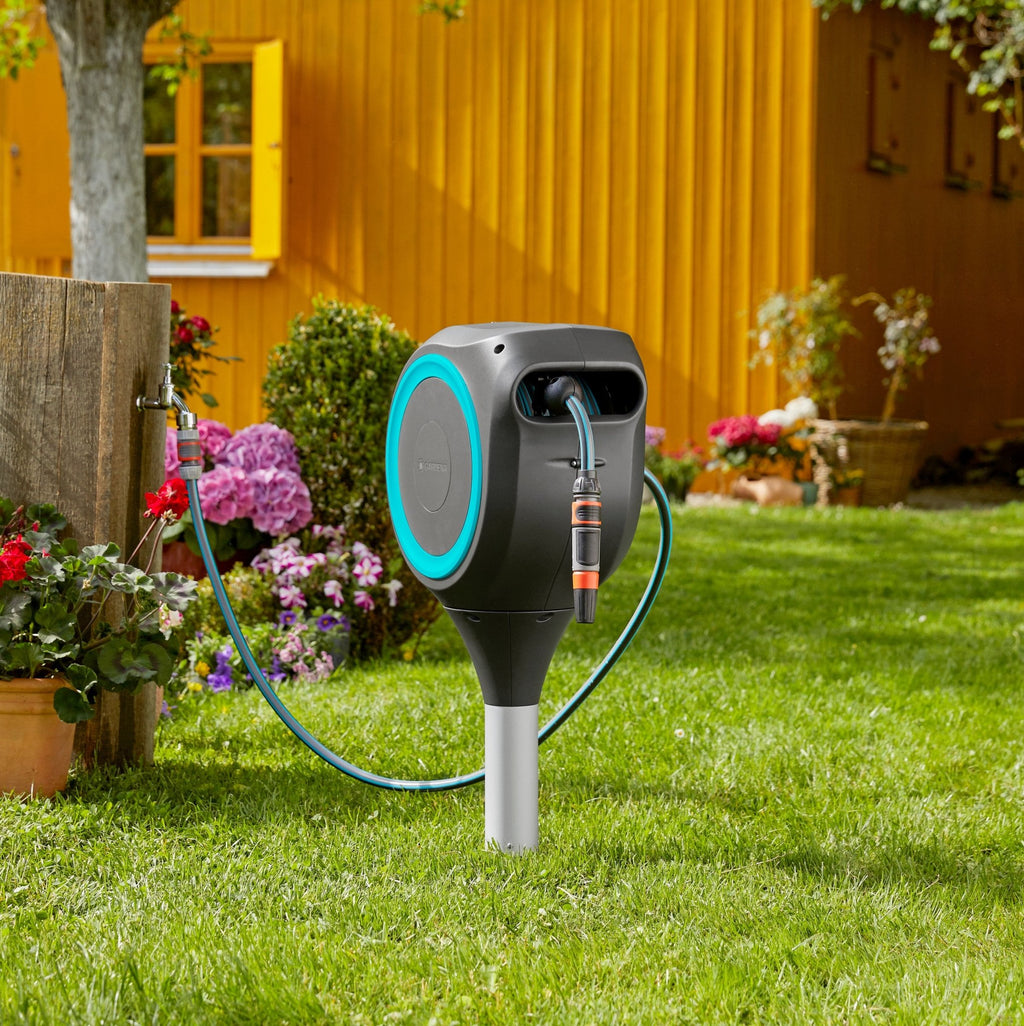 50 ft. Hose Reel on Metal Spike – Portable Ground Stake - Cheeky Garden