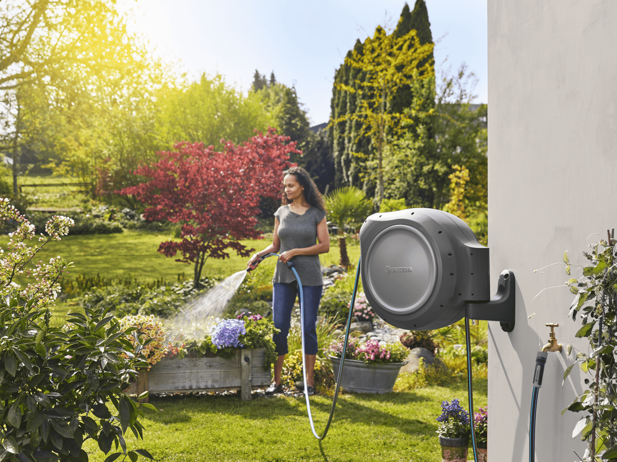 50 ft. Wall Mount Hose Reel with Frost Protection - Cheeky Garden