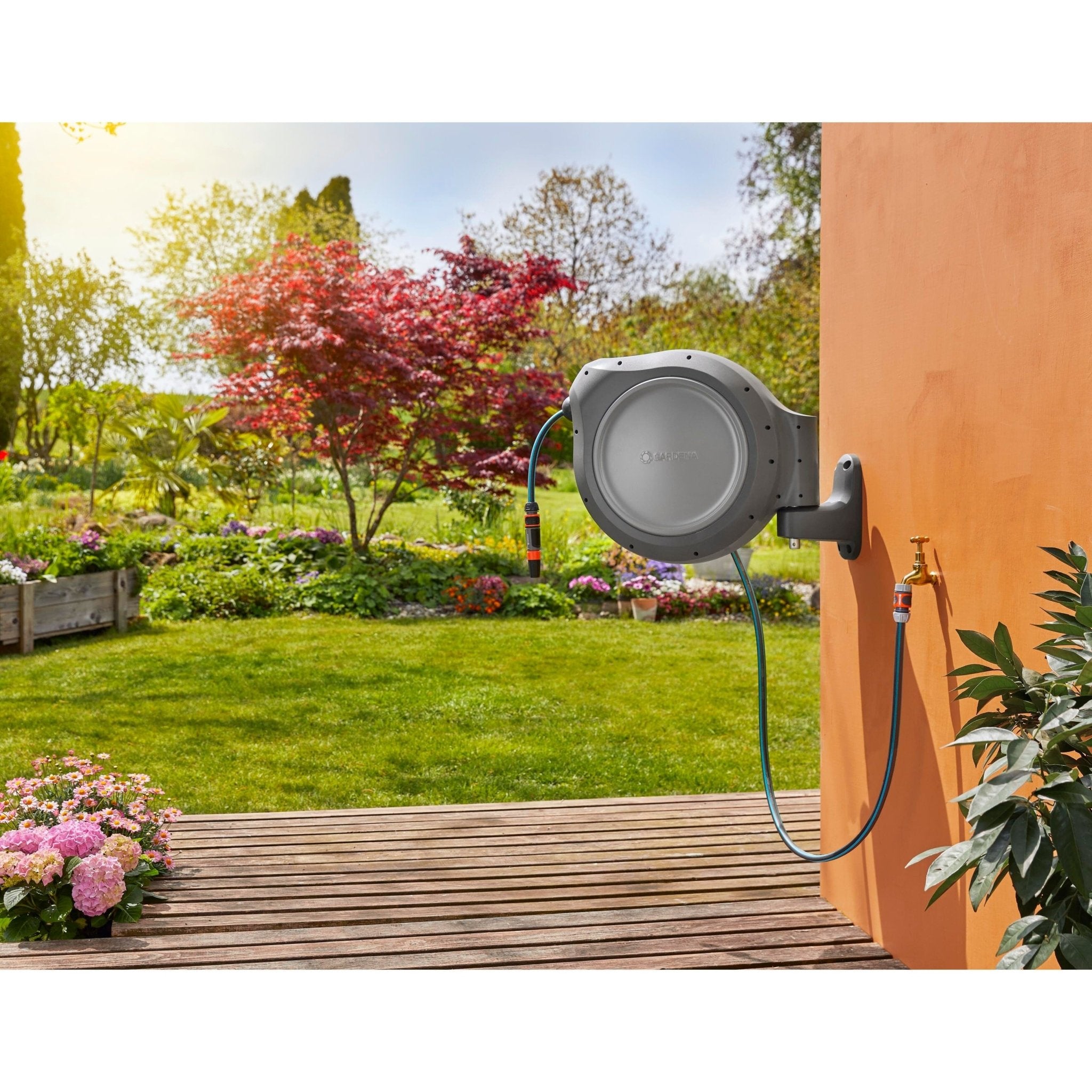 50 ft. Wall Mount Hose Reel with Frost Protection - Cheeky Garden