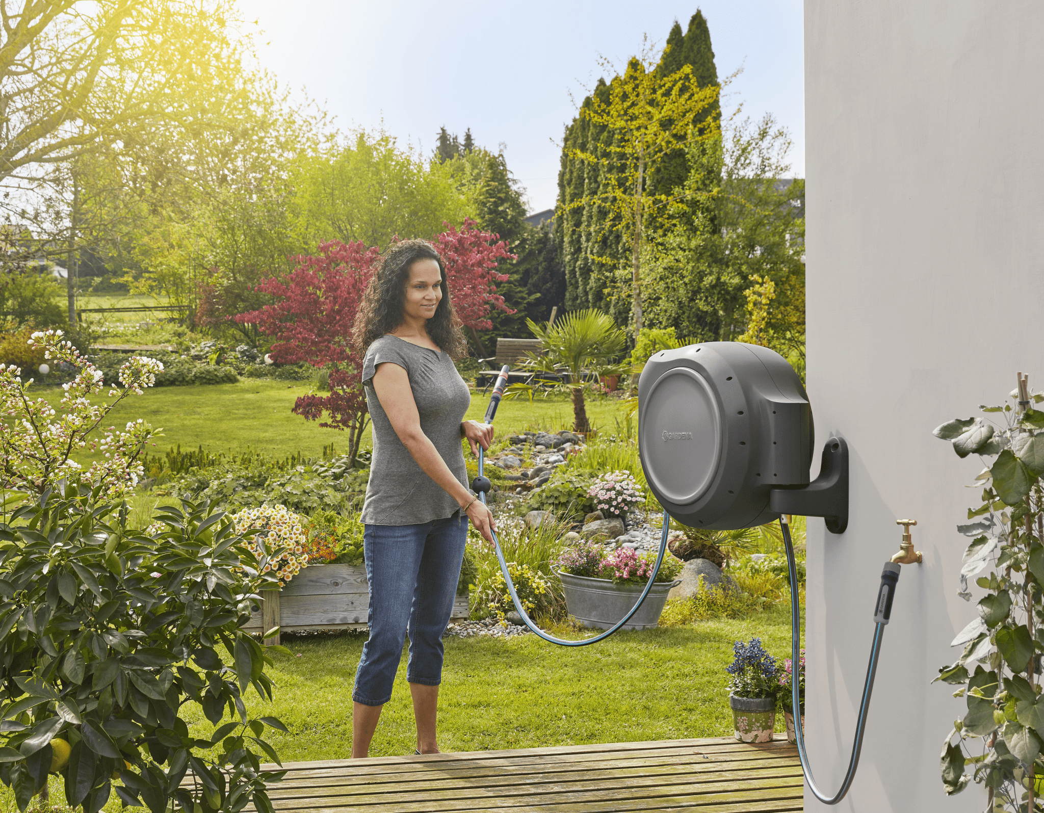 50 ft. Wall Mount Hose Reel with Frost Protection - Cheeky Garden