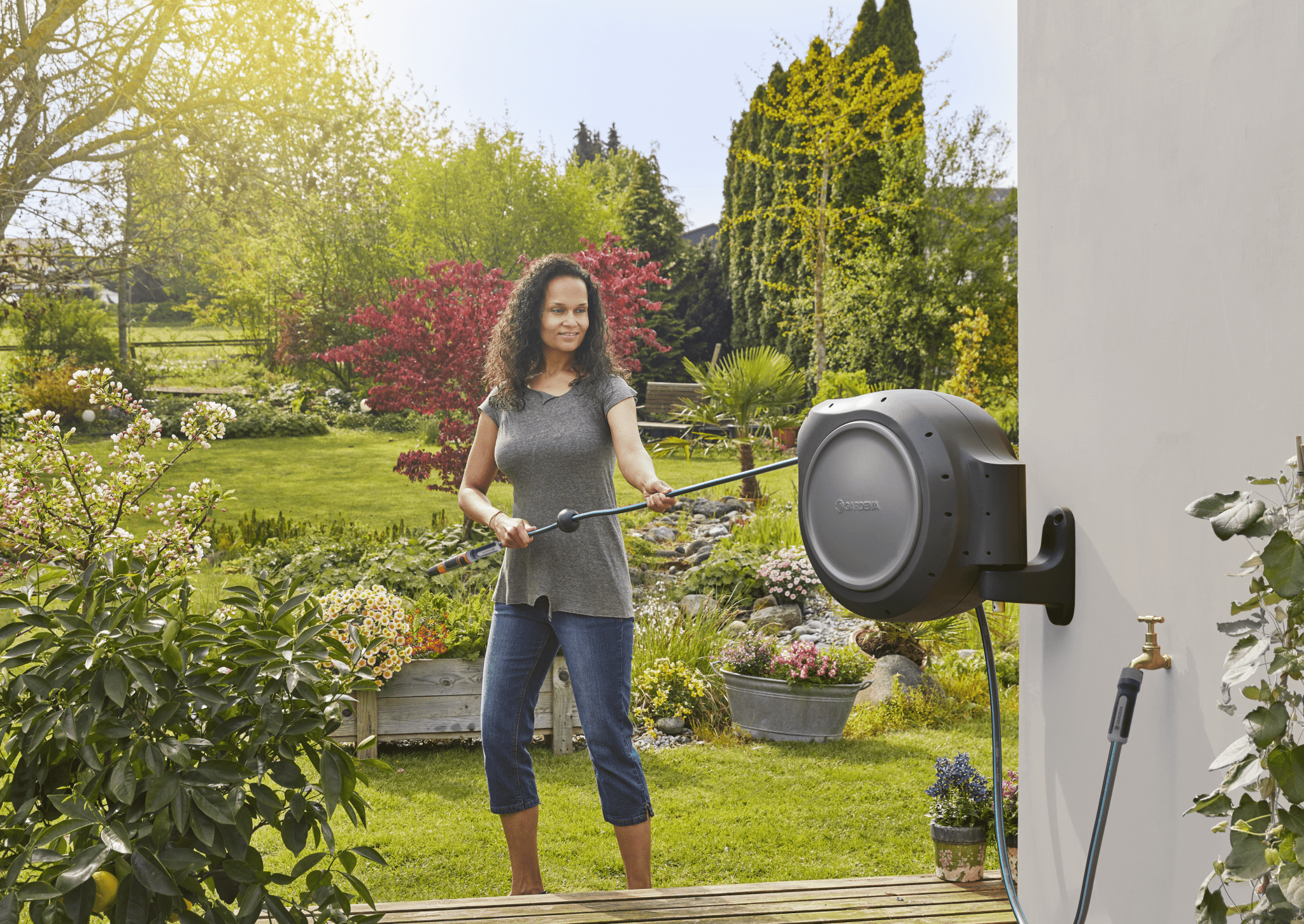 50 ft. Wall Mount Hose Reel with Frost Protection - Cheeky Garden
