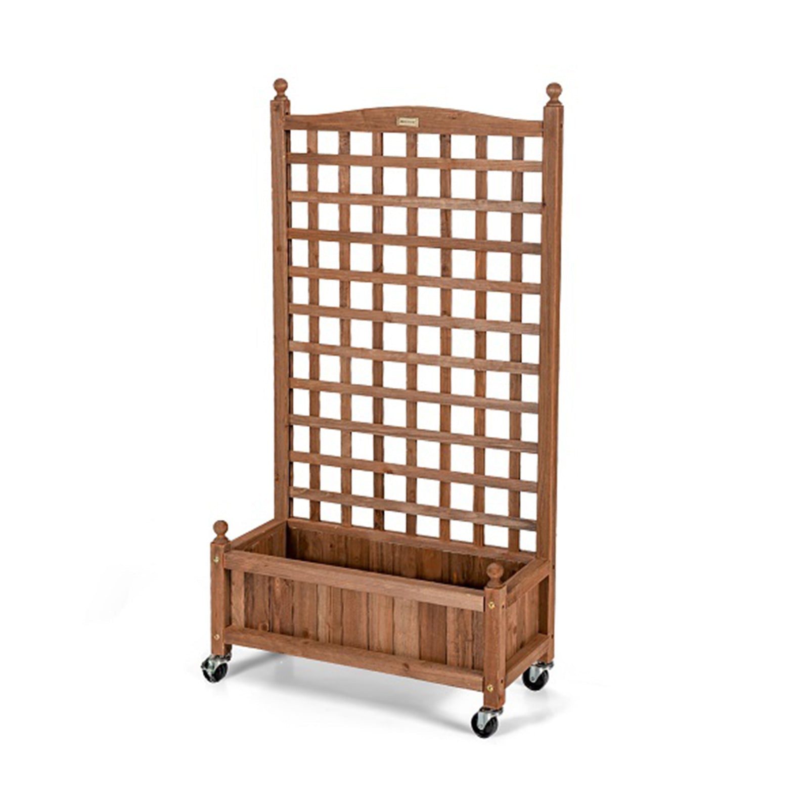 50 Inch Wood Planter Box with Trellis Mobile Raised Bed for Climbing Plant - Cheeky Garden