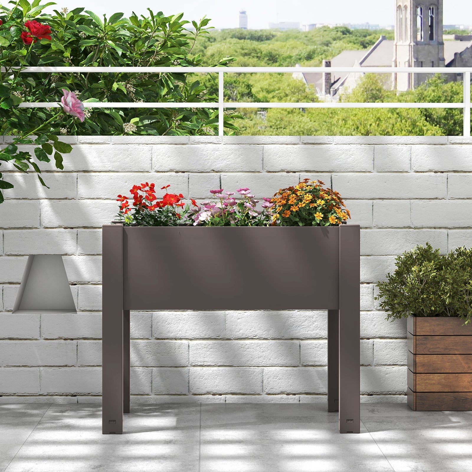 53L Raised Bed Grow Box Self-Watering Planter Box Stand with Water Level Monitor - Cheeky Garden
