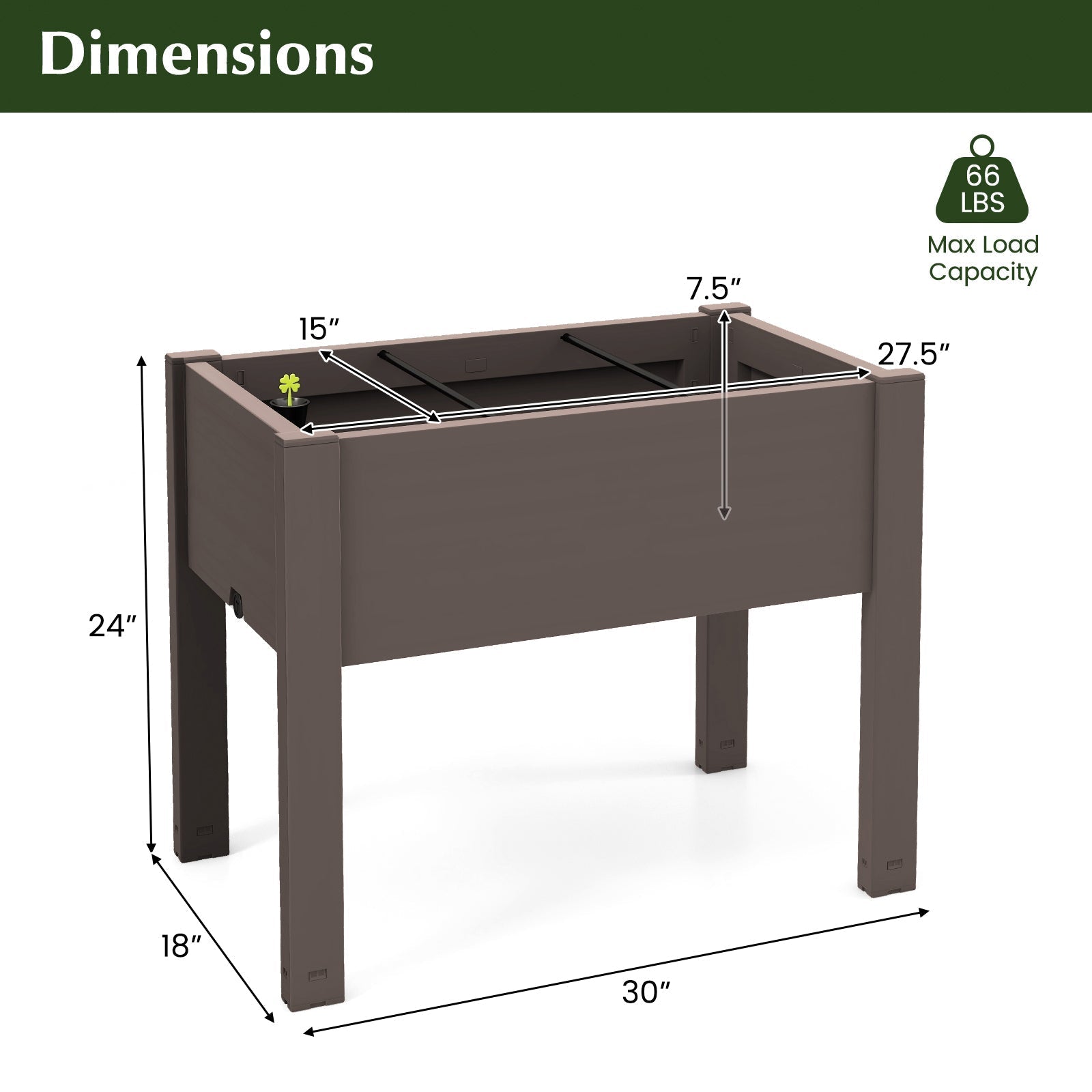 53L Raised Bed Grow Box Self-Watering Planter Box Stand with Water Level Monitor - Cheeky Garden