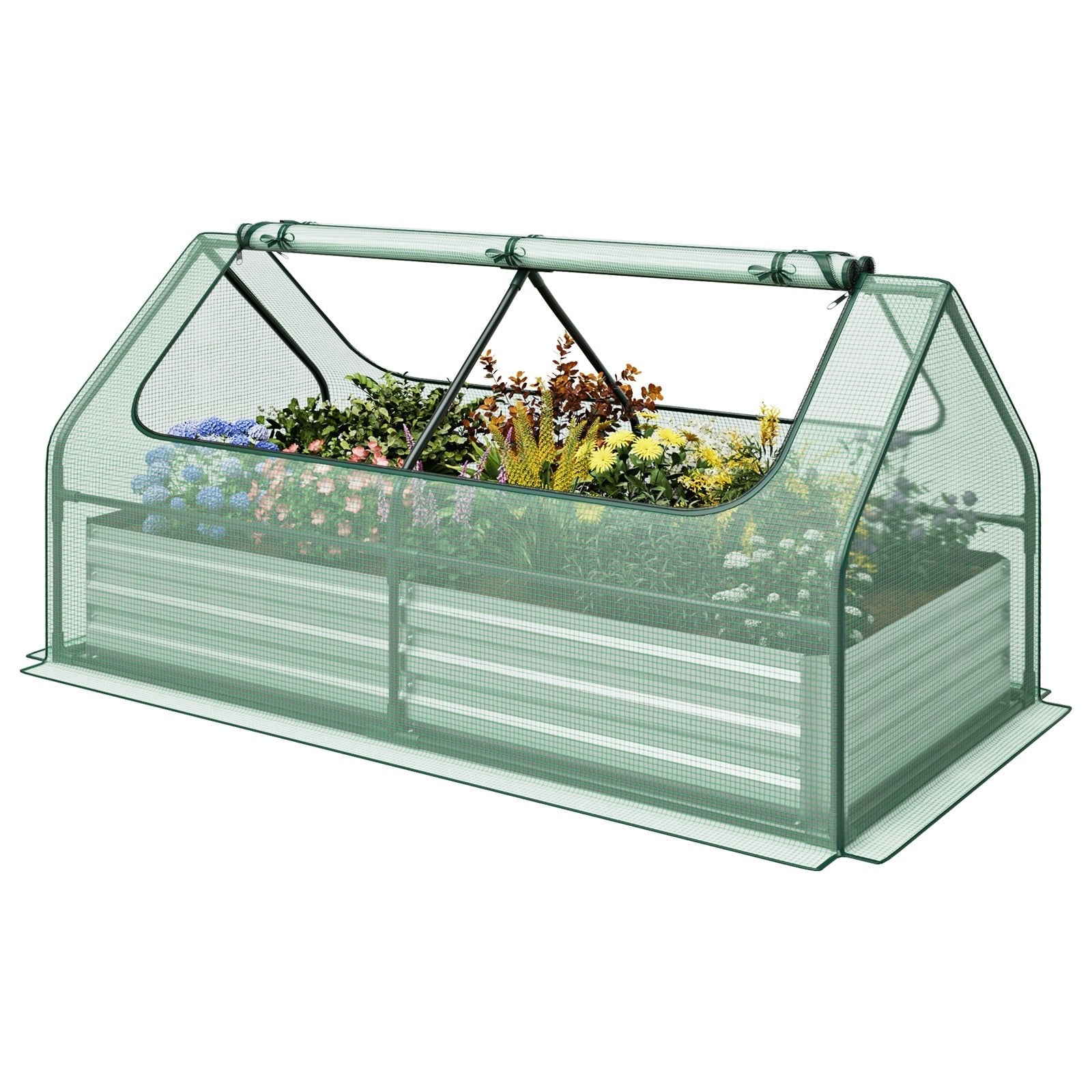 6 x 3 x 3 Feet Galvanized Raised Garden Bed with Greenhouse - Cheeky Garden