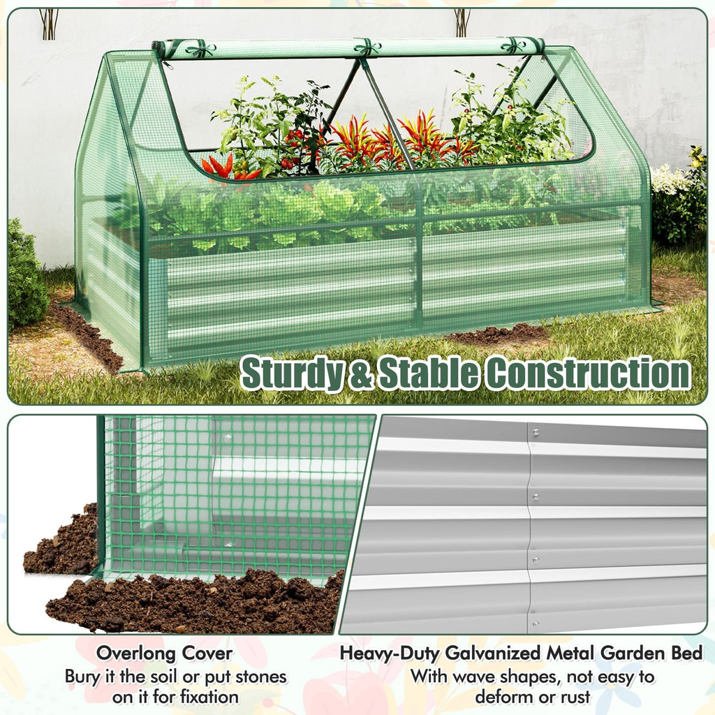6 x 3 x 3 Feet Galvanized Raised Garden Bed with Greenhouse - Cheeky Garden