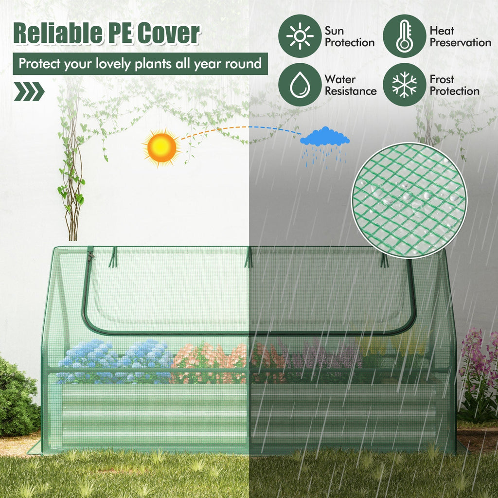 6 x 3 x 3 Feet Galvanized Raised Garden Bed with Greenhouse - Cheeky Garden