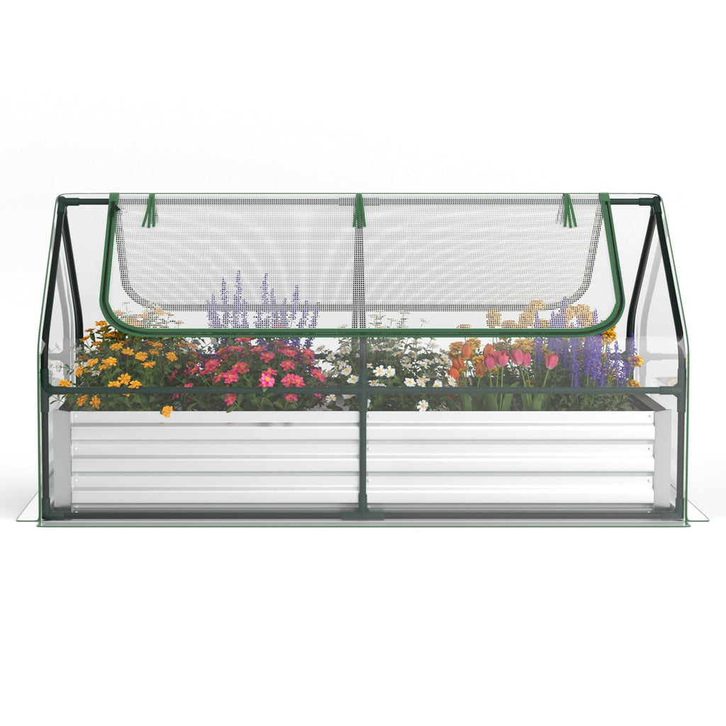 6 x 3 x 3 Feet Galvanized Raised Garden Bed with Greenhouse - Cheeky Garden