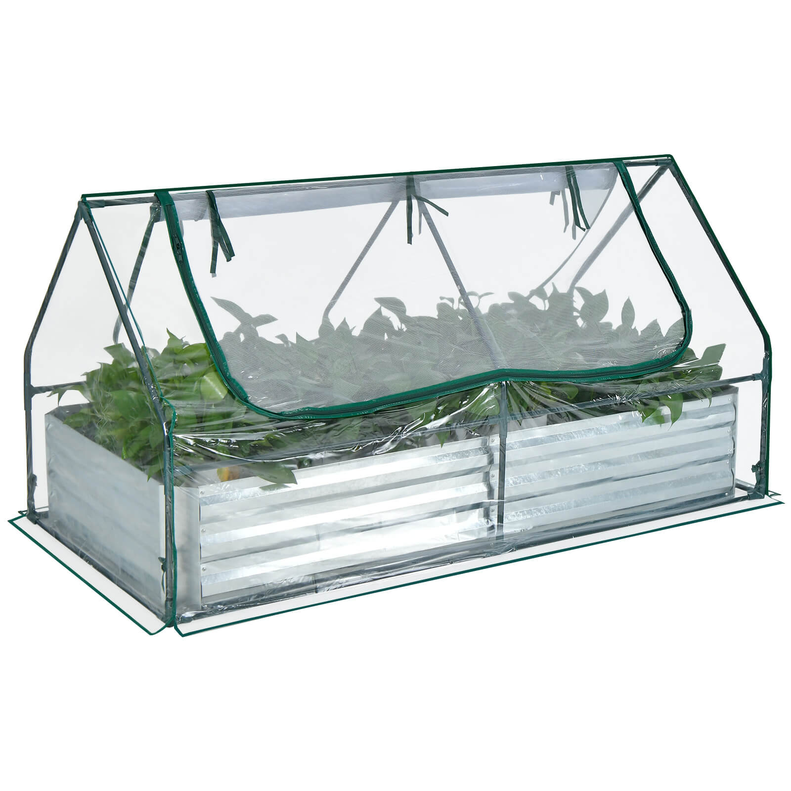 6 x 3 x 3 Feet Galvanized Raised Garden Bed with Greenhouse - Cheeky Garden