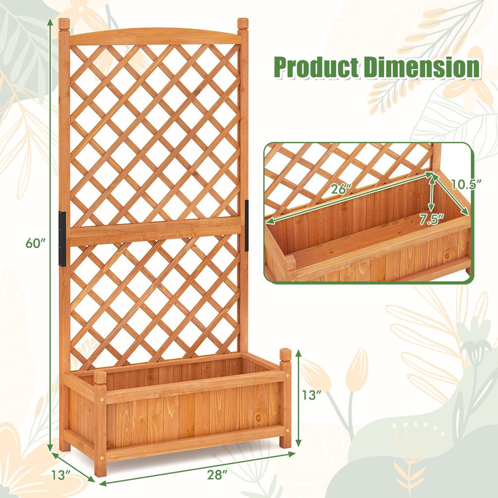 60 Inch Tall Raised Garden Bed with Diamond Lattice Trellis and Drainage Holes - Cheeky Garden