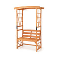 6.2 Feet Tall Patio Garden Arbor with Pergola and 2-Seat Bench for Garden Lawn Backyard Decoration-Yellow - Cheeky Garden